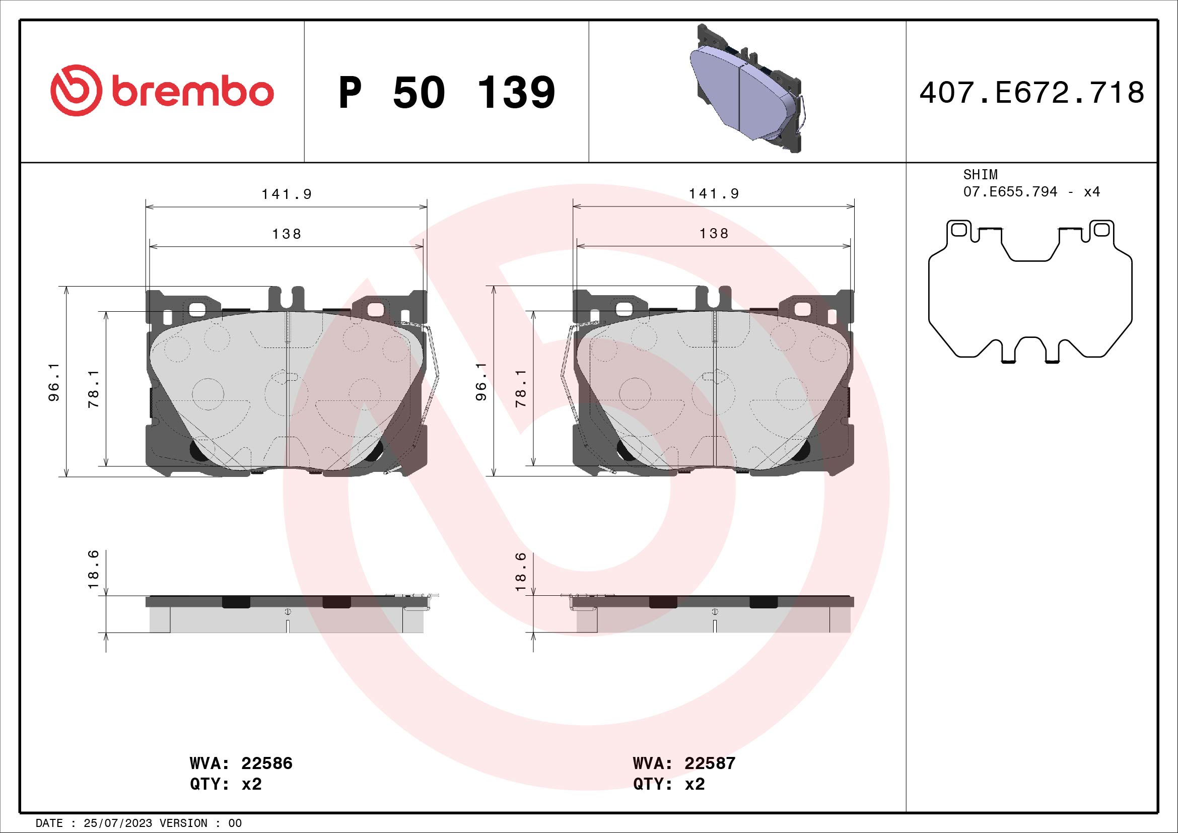 BREMBO Első fékbetét P50139_BREMBO