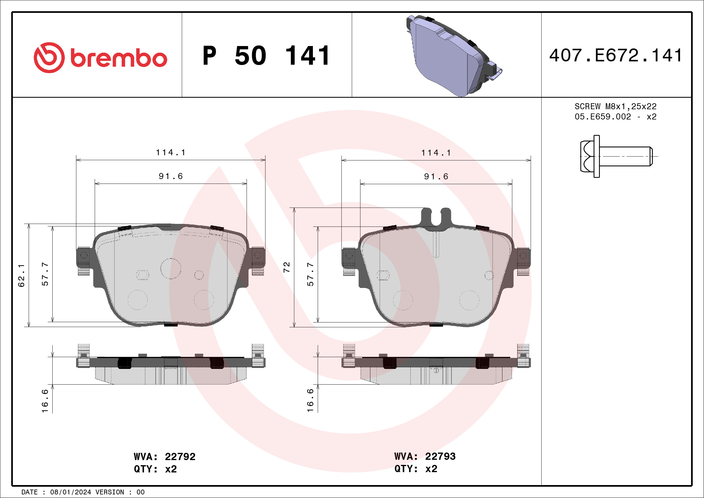 BREMBO Hátsó fékbetét P50141_BREMBO