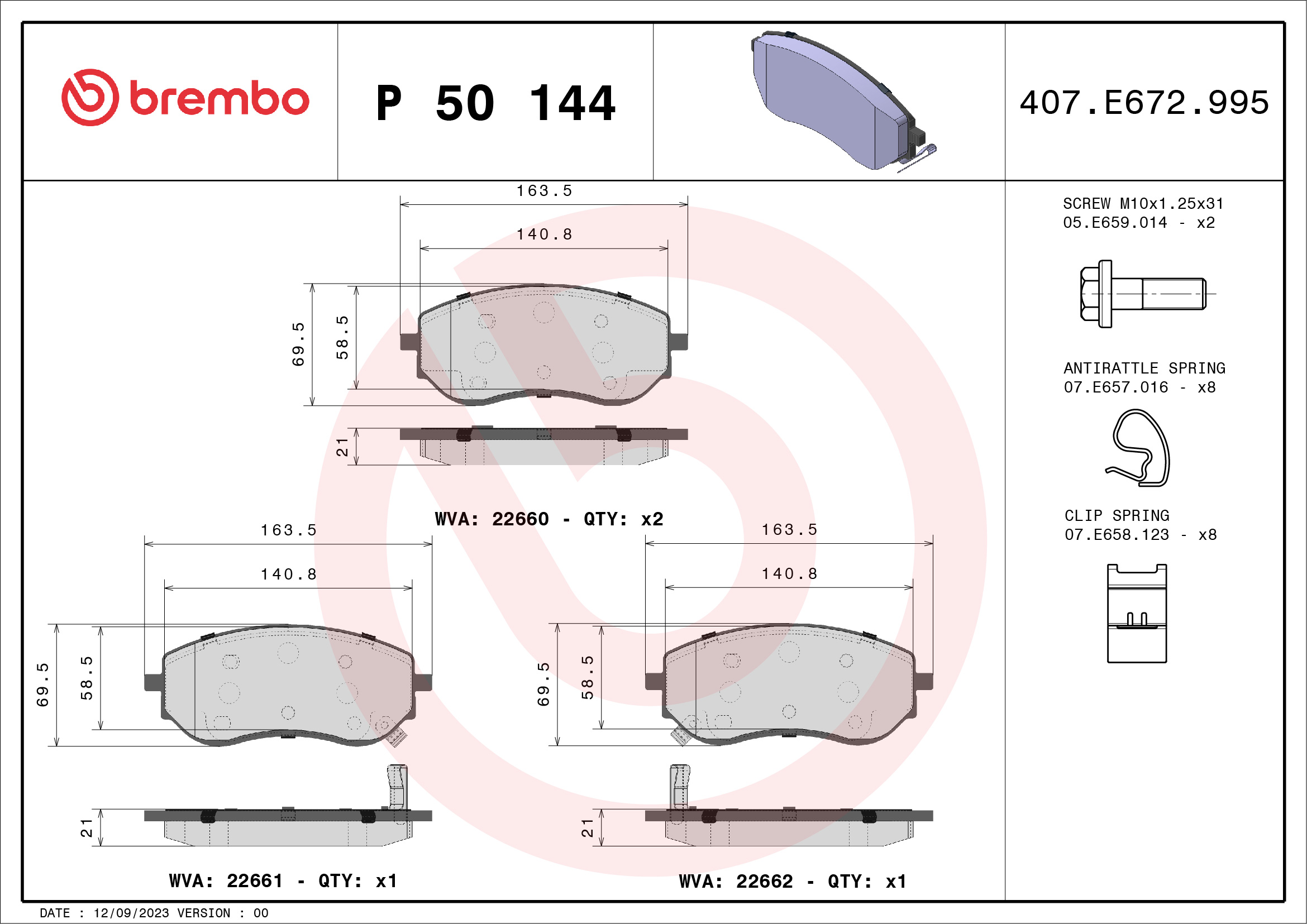 BREMBO Első fékbetét P50144_BREMBO