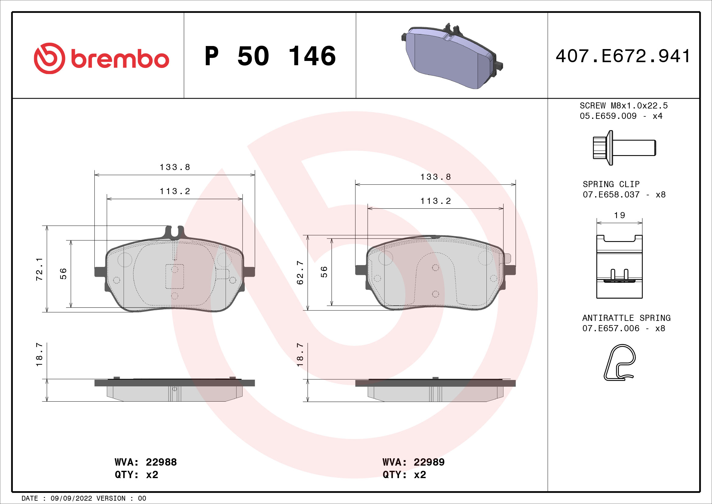 BREMBO Első fékbetét P50146_BREMBO