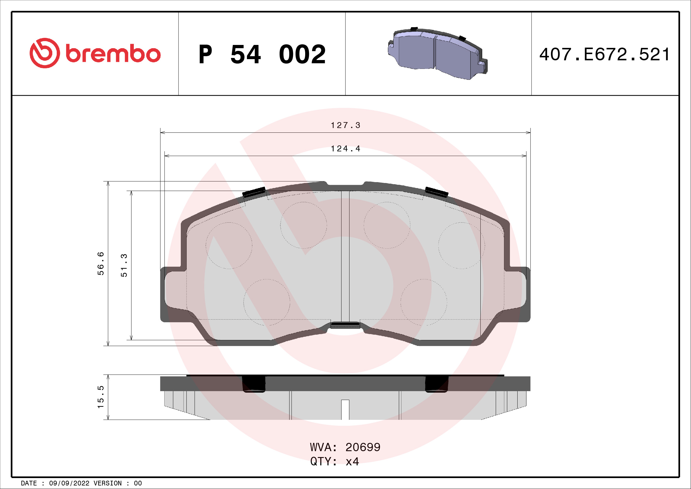 BREMBO Első fékbetét P54002_BREMBO