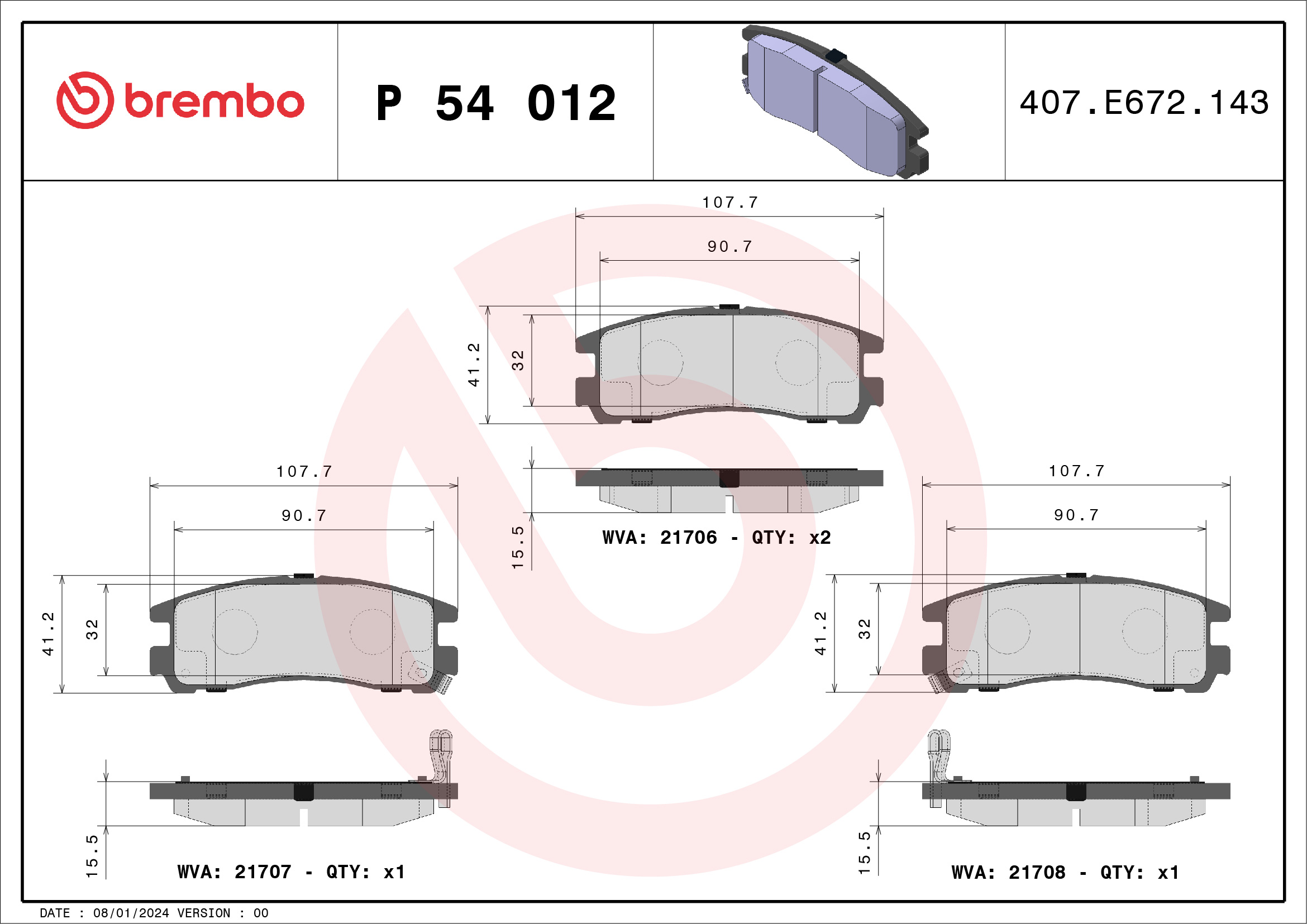 BREMBO Hátsó fékbetét P54012_BREMBO