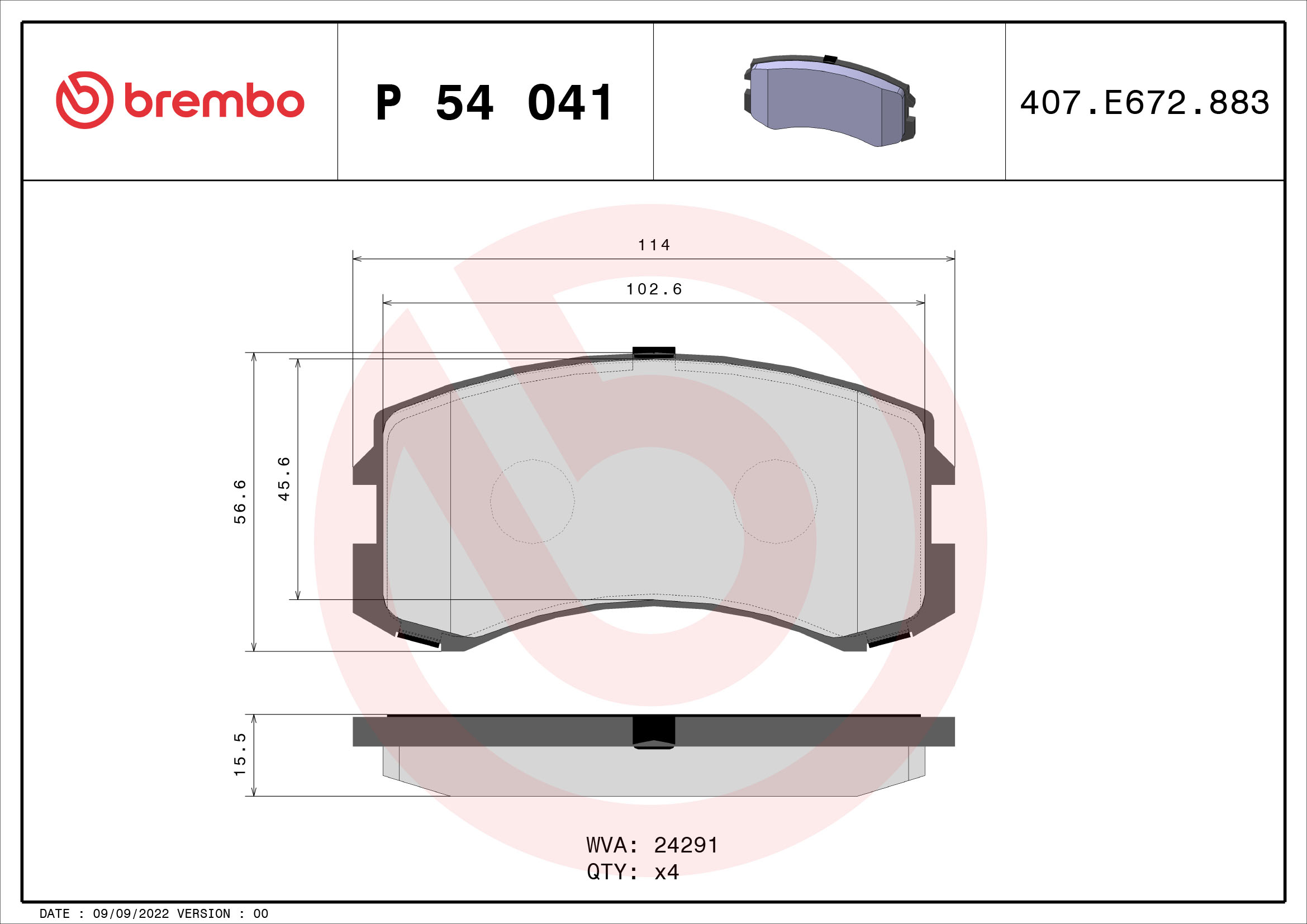 BREMBO Első fékbetét P54041_BREMBO