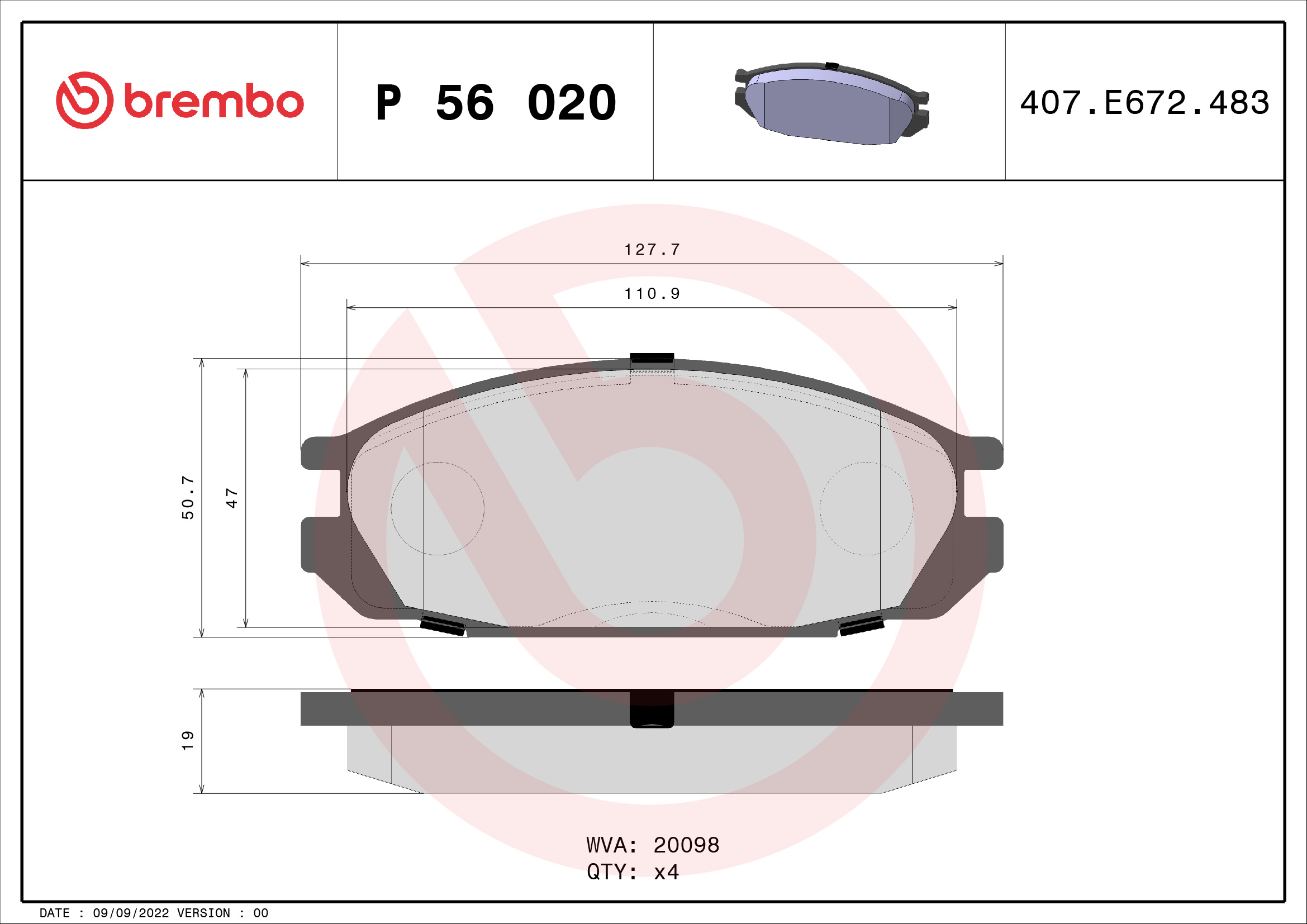 BREMBO Hátsó fékbetét P56020_BREMBO