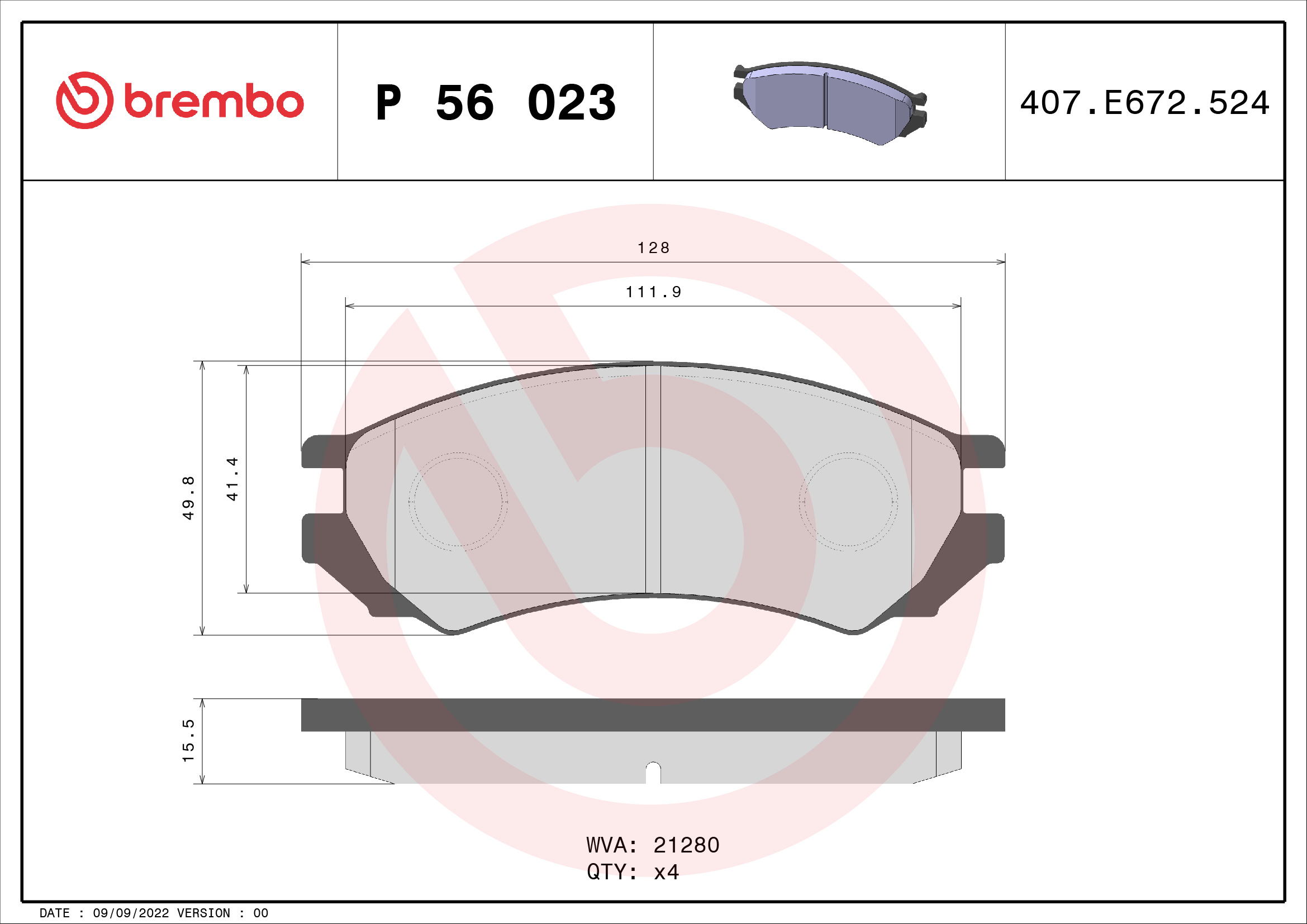 BREMBO Első fékbetét P56023_BREMBO