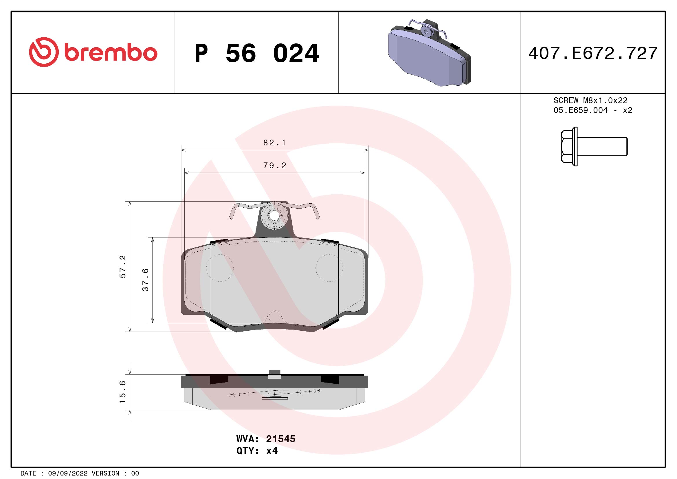 BREMBO Hátsó fékbetét P56024_BREMBO