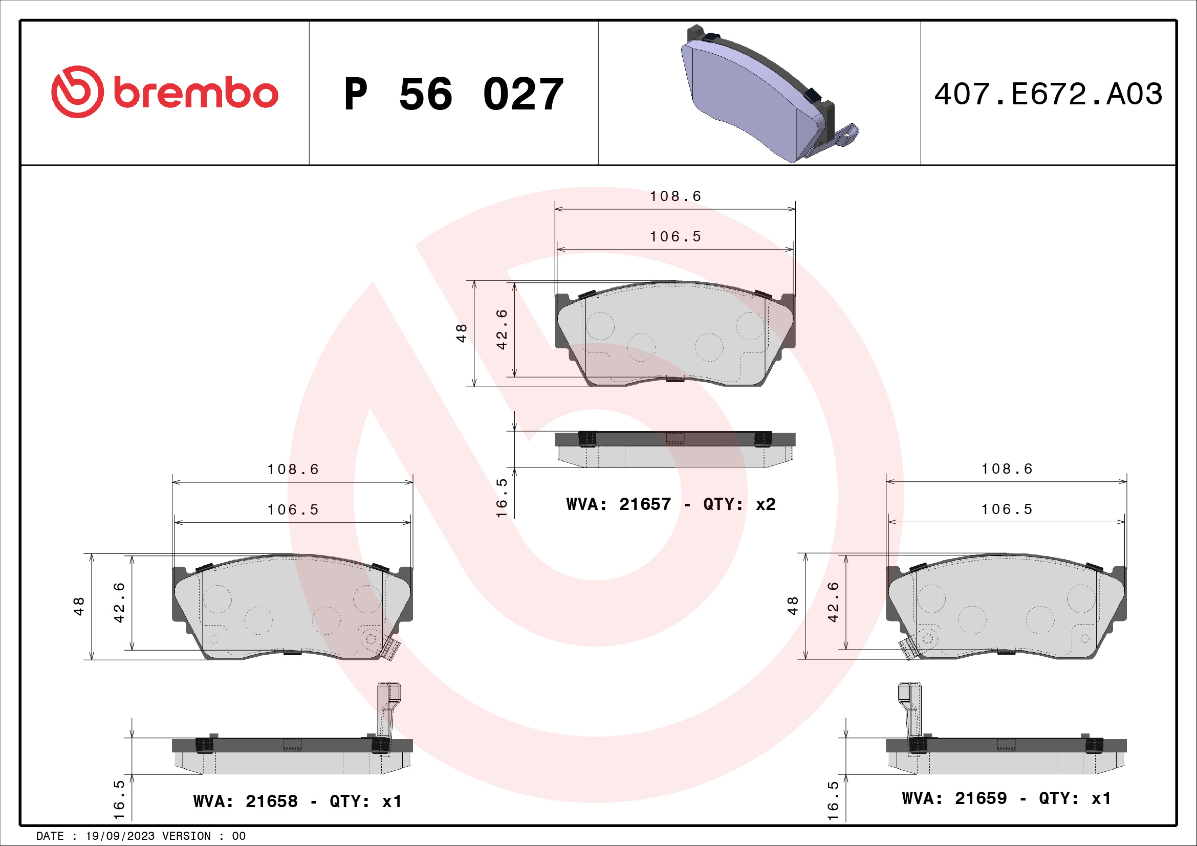 BREMBO Első fékbetét P56027_BREMBO