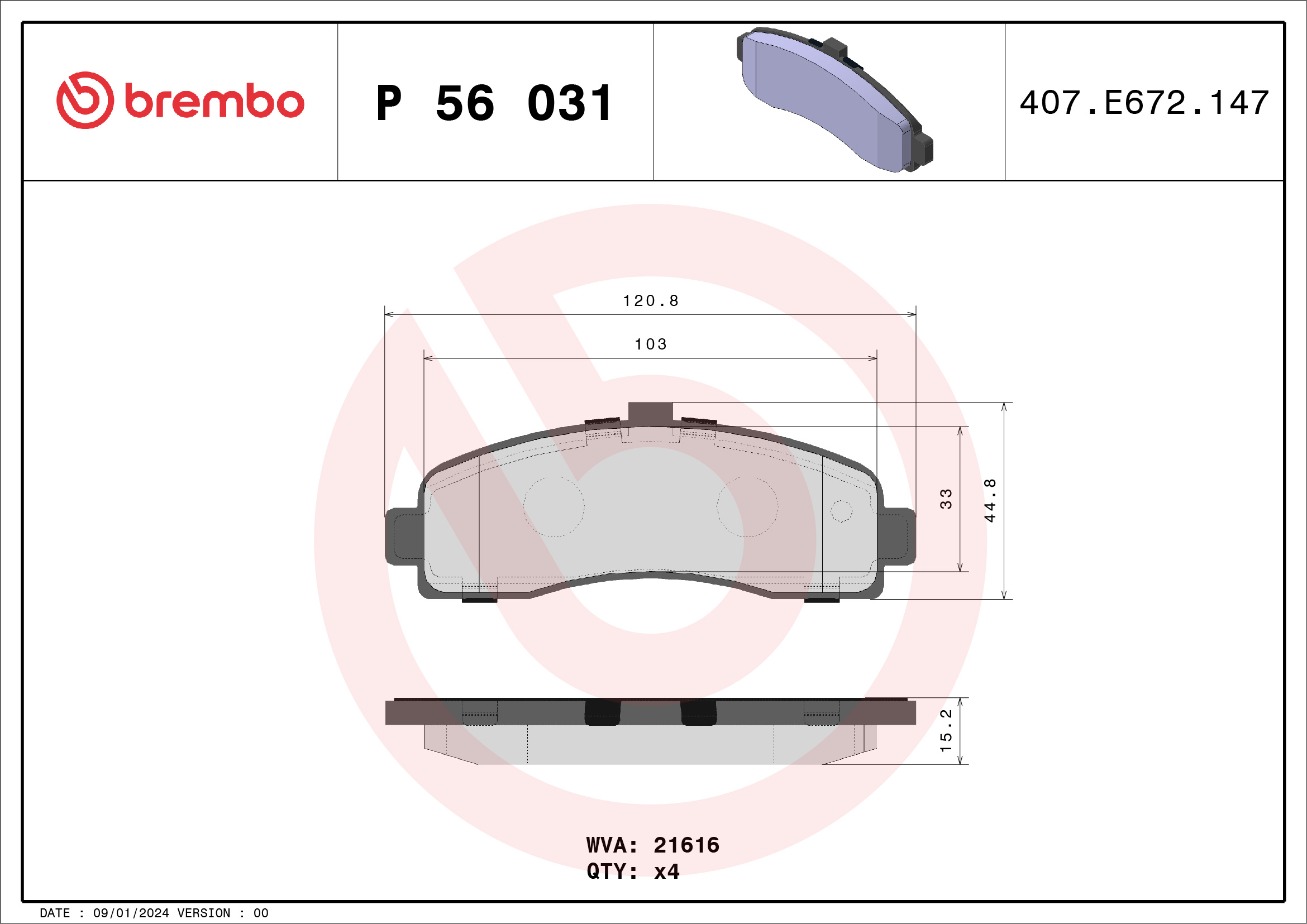 BREMBO Első fékbetét P56031_BREMBO