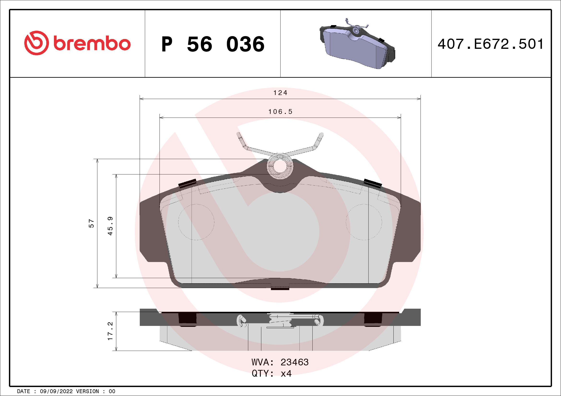 BREMBO Első fékbetét P56036_BREMBO