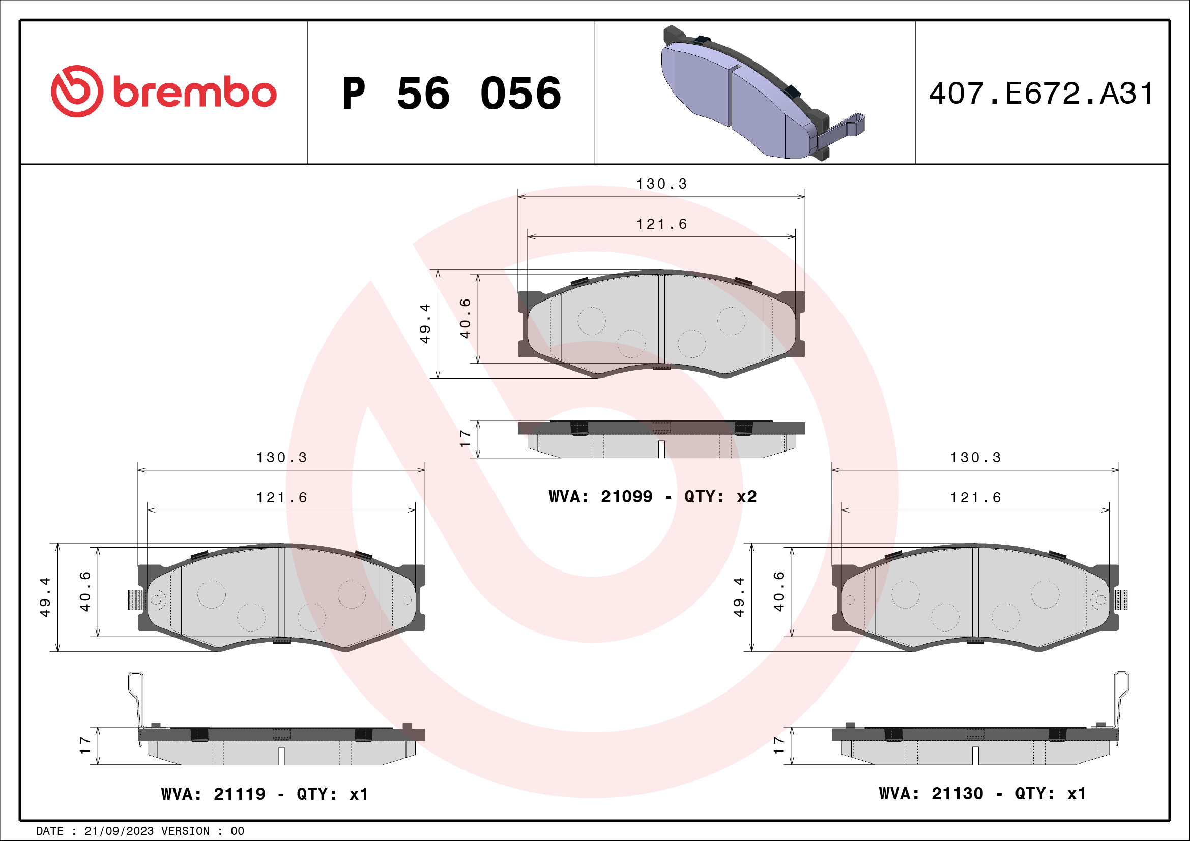 BREMBO Első fékbetét P56056_BREMBO