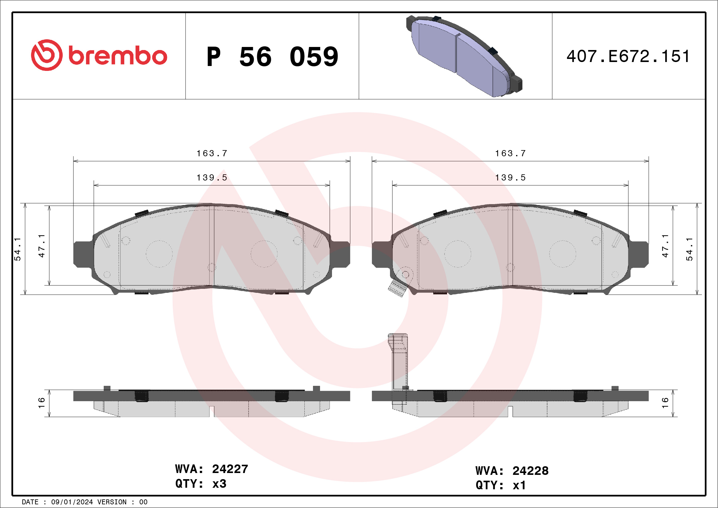 BREMBO Első fékbetét P56059_BREMBO