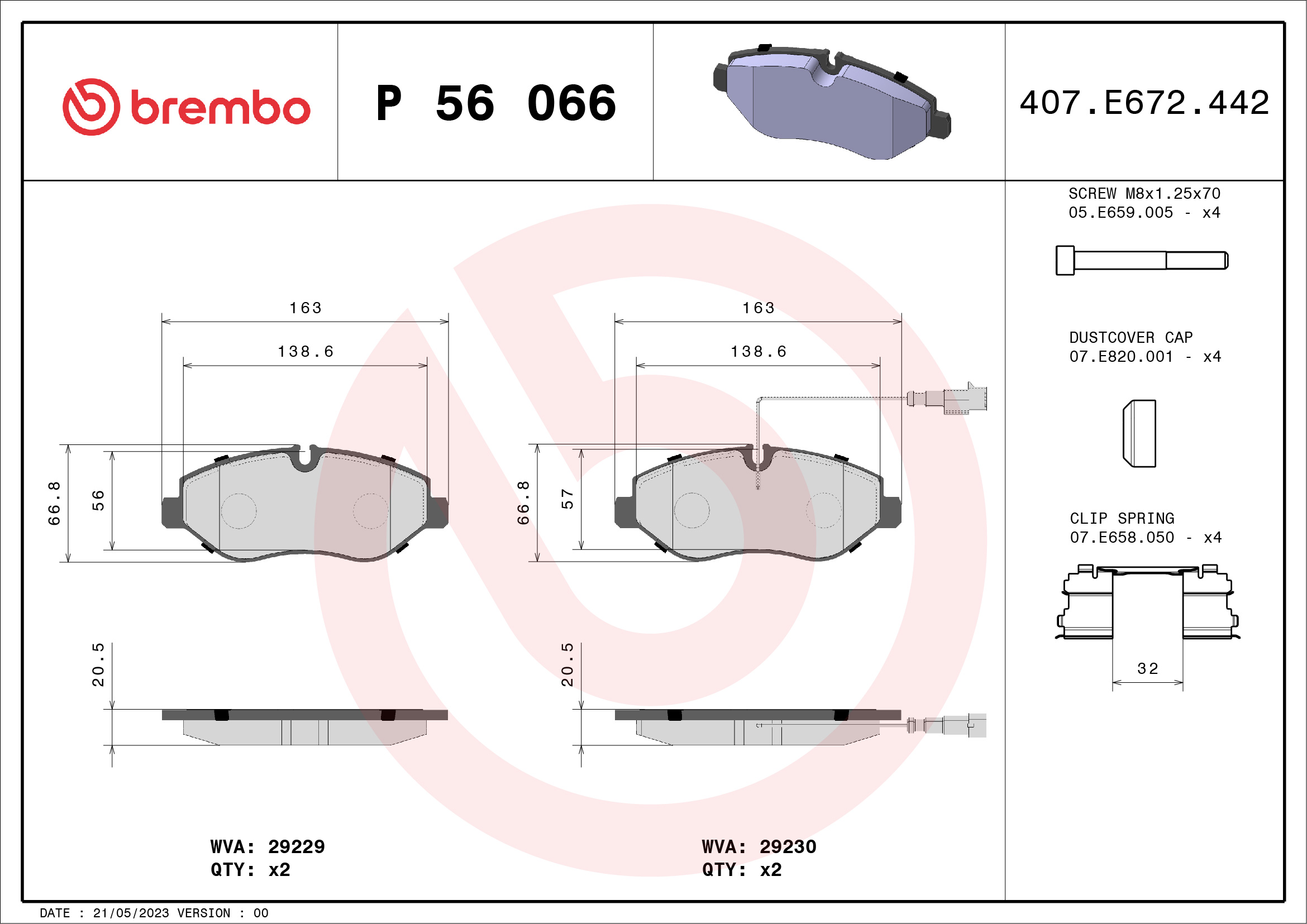 BREMBO Első fékbetét P56066_BREMBO