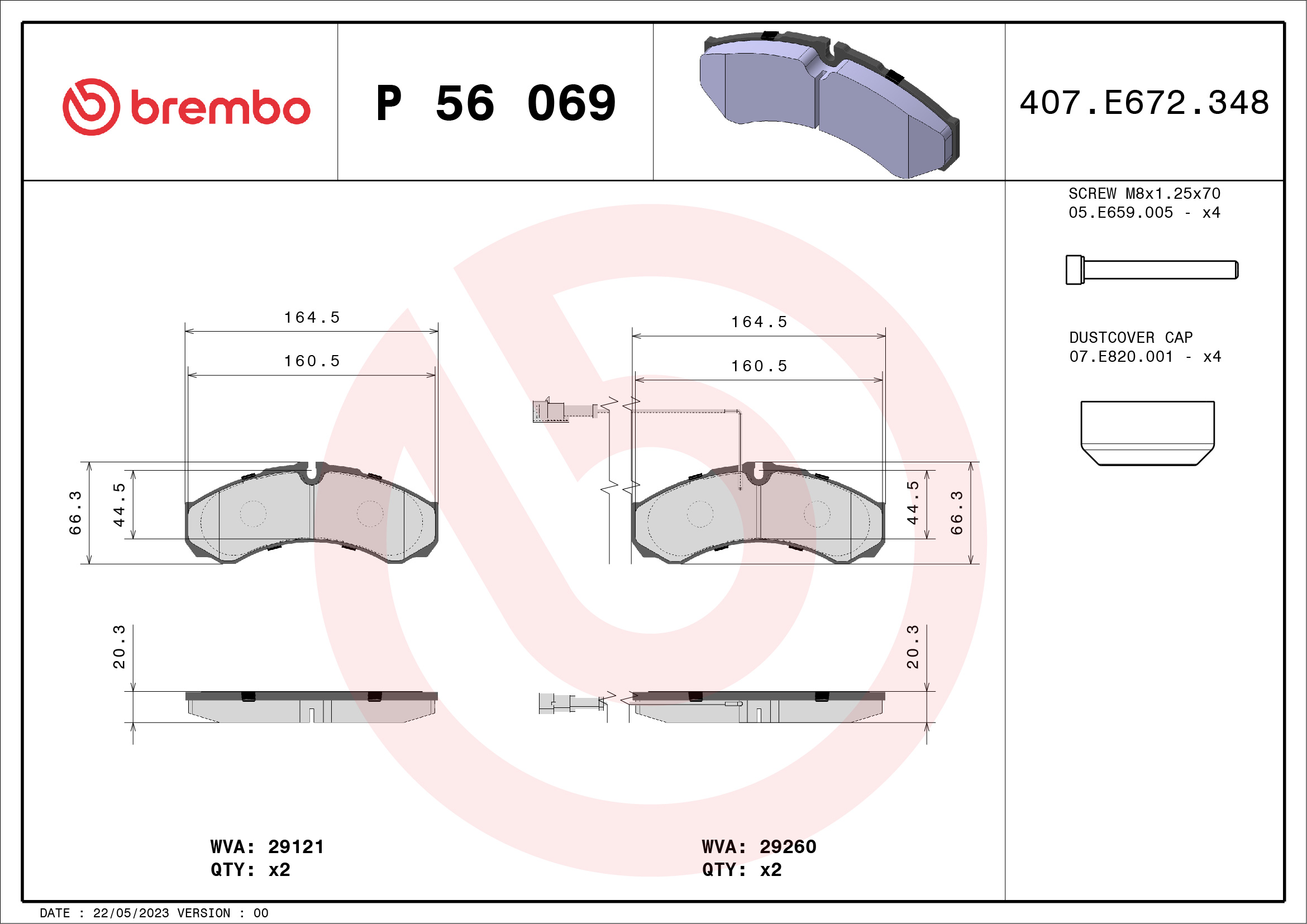 BREMBO Hátsó fékbetét P56069_BREMBO