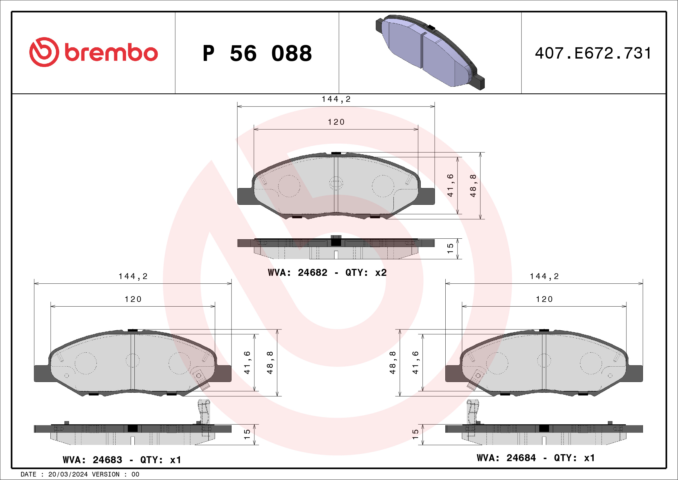 BREMBO Első fékbetét P56088_BREMBO