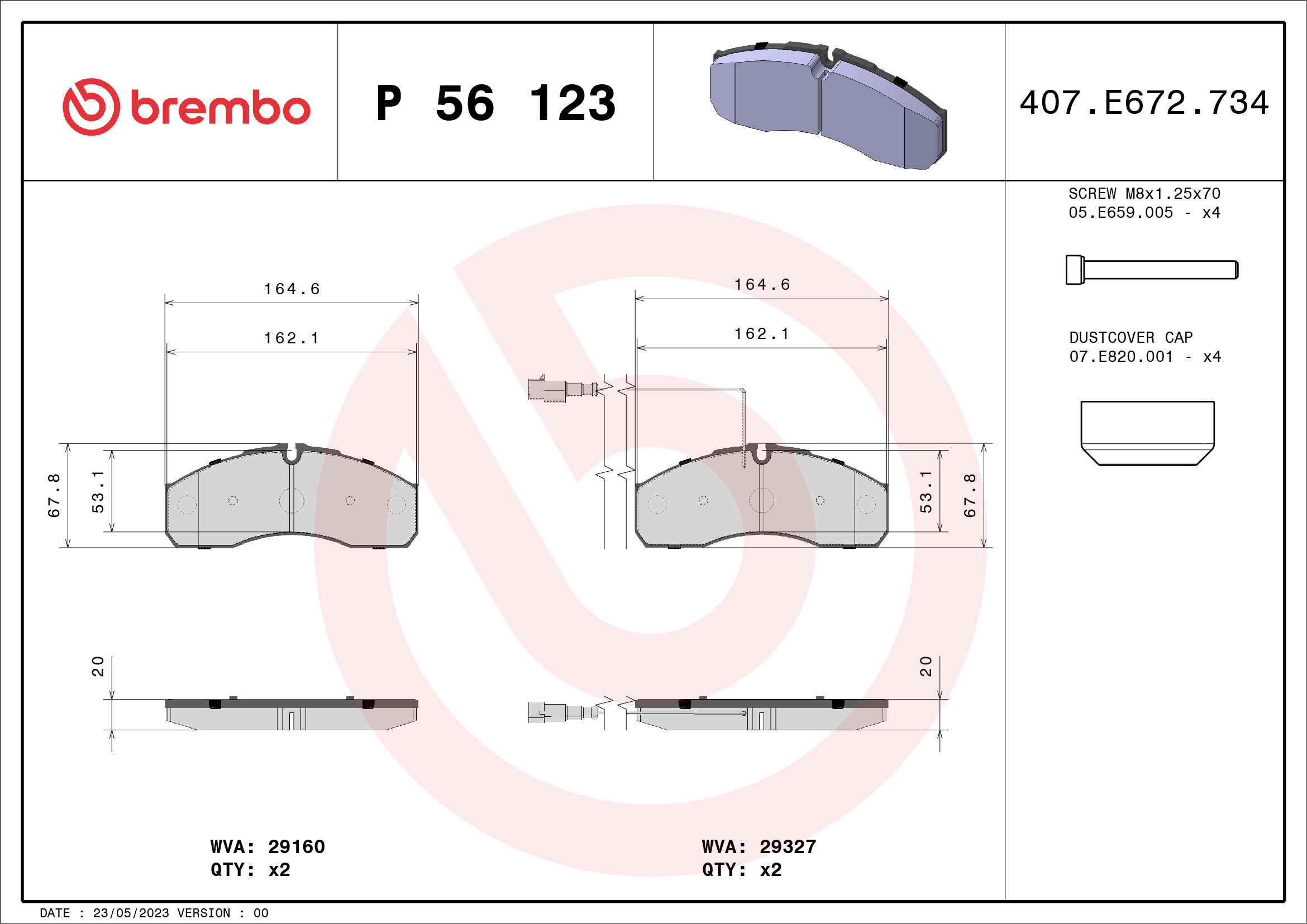 BREMBO Fékbetét, mind P56123_BREMBO