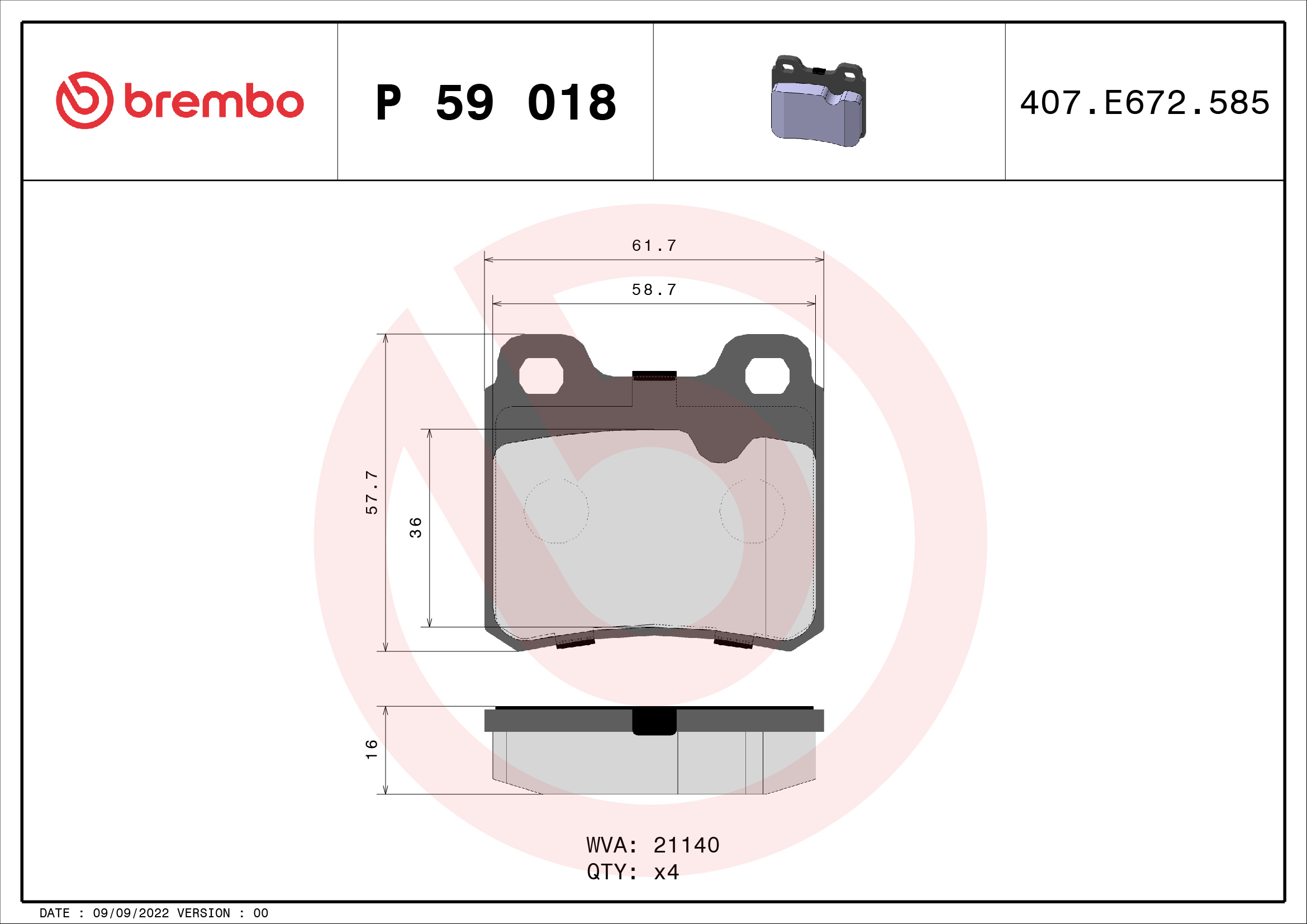 BREMBO Hátsó fékbetét P59018_BREMBO