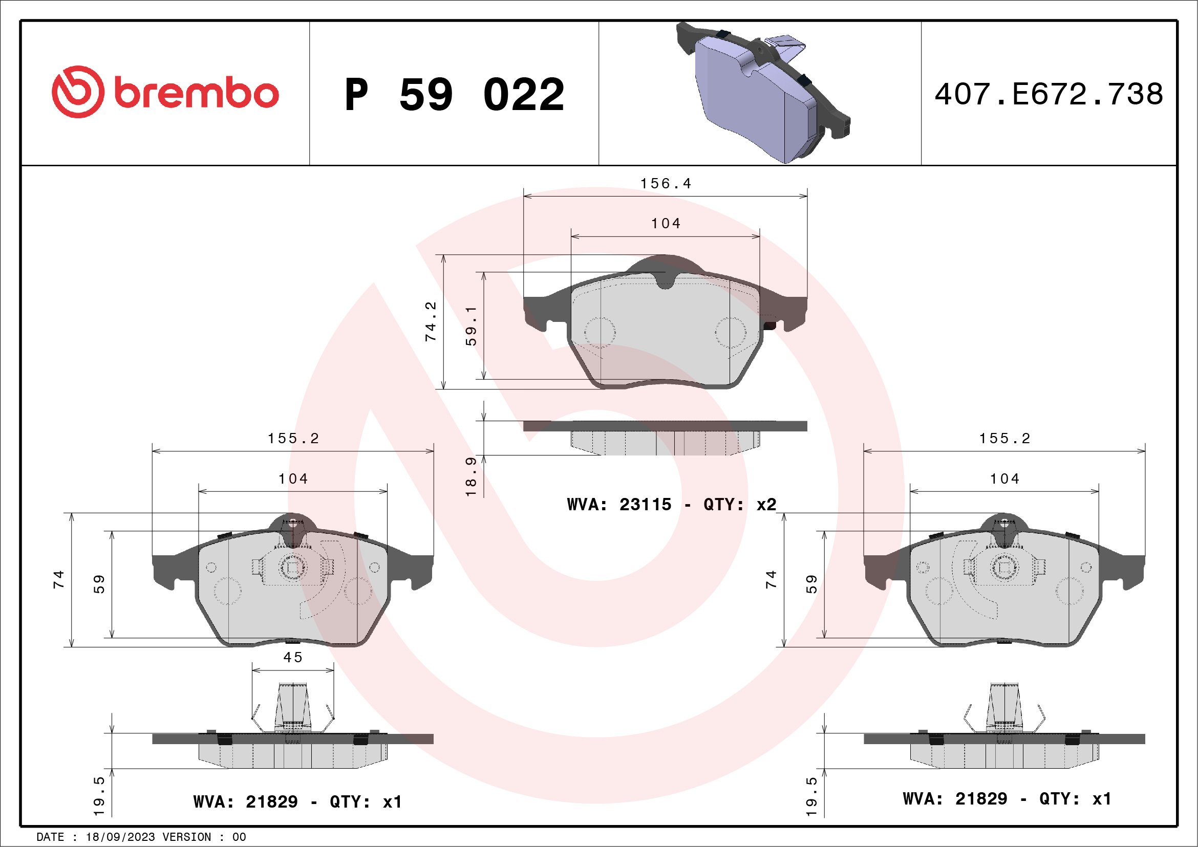 BREMBO Első fékbetét P59022_BREMBO