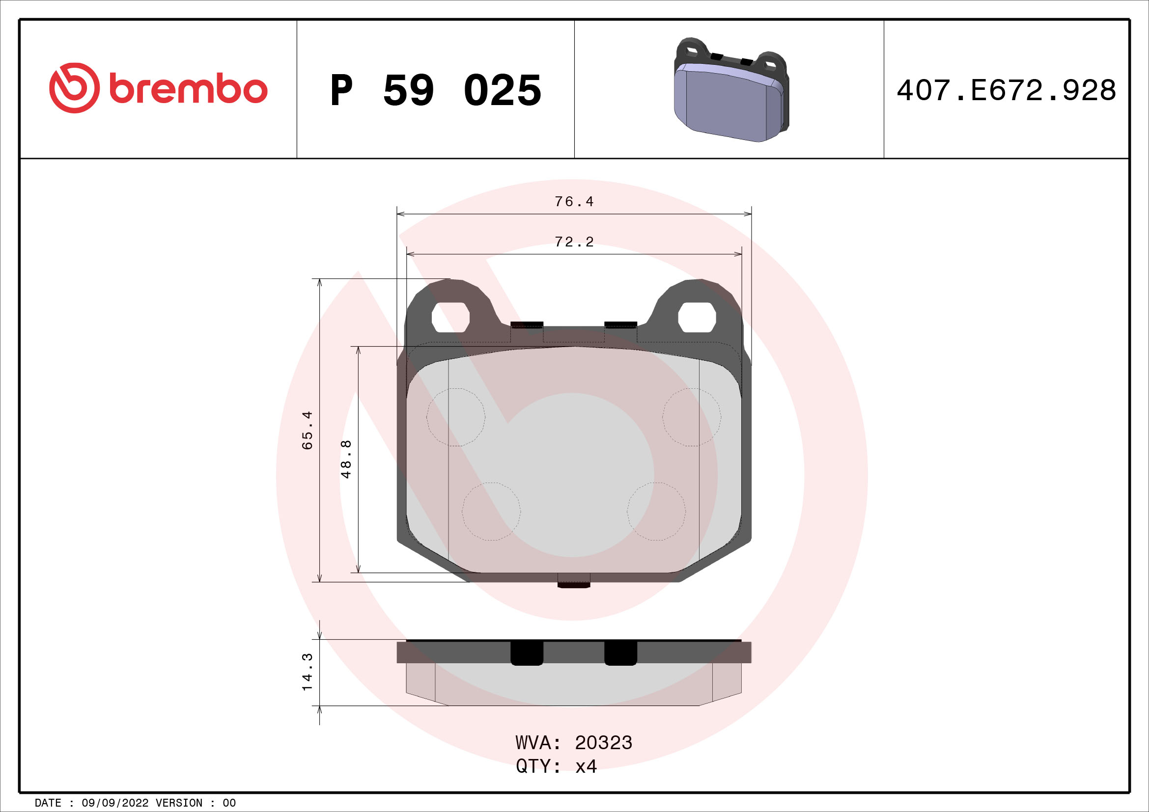 BREMBO Első fékbetét P59025_BREMBO