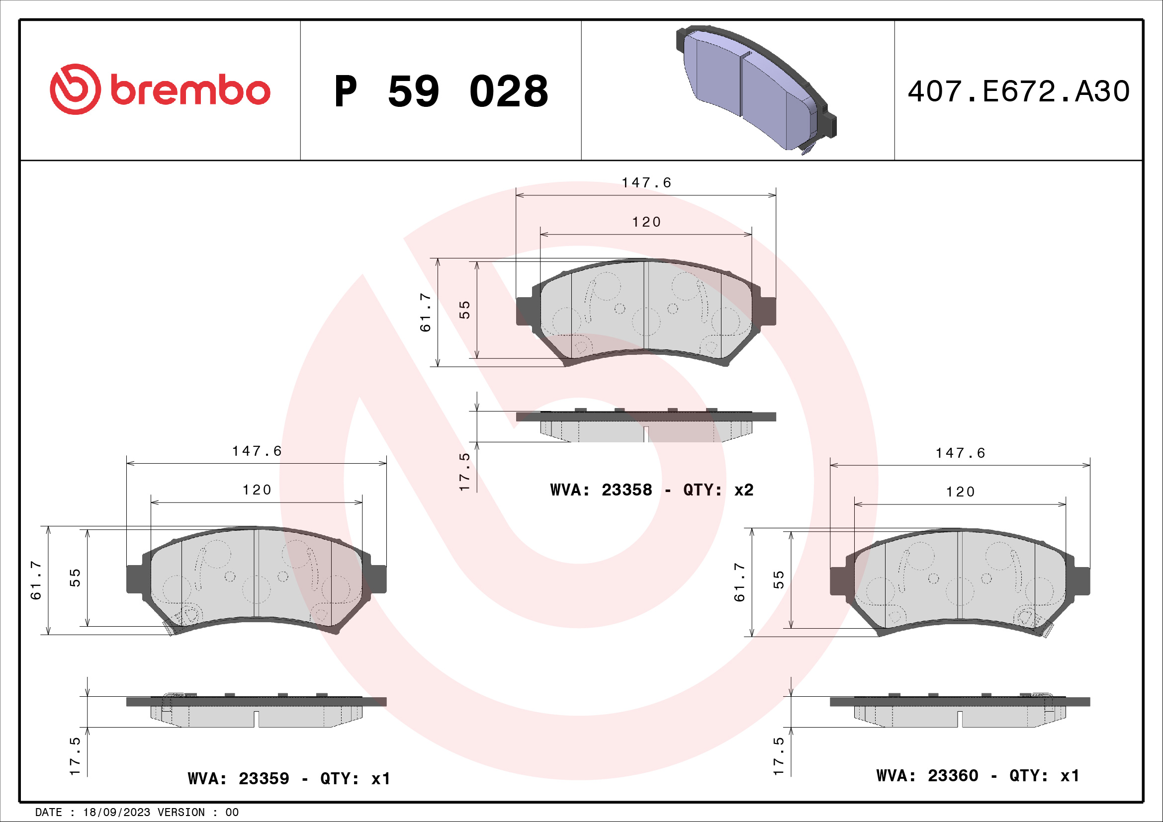 BREMBO Első fékbetét P59028_BREMBO