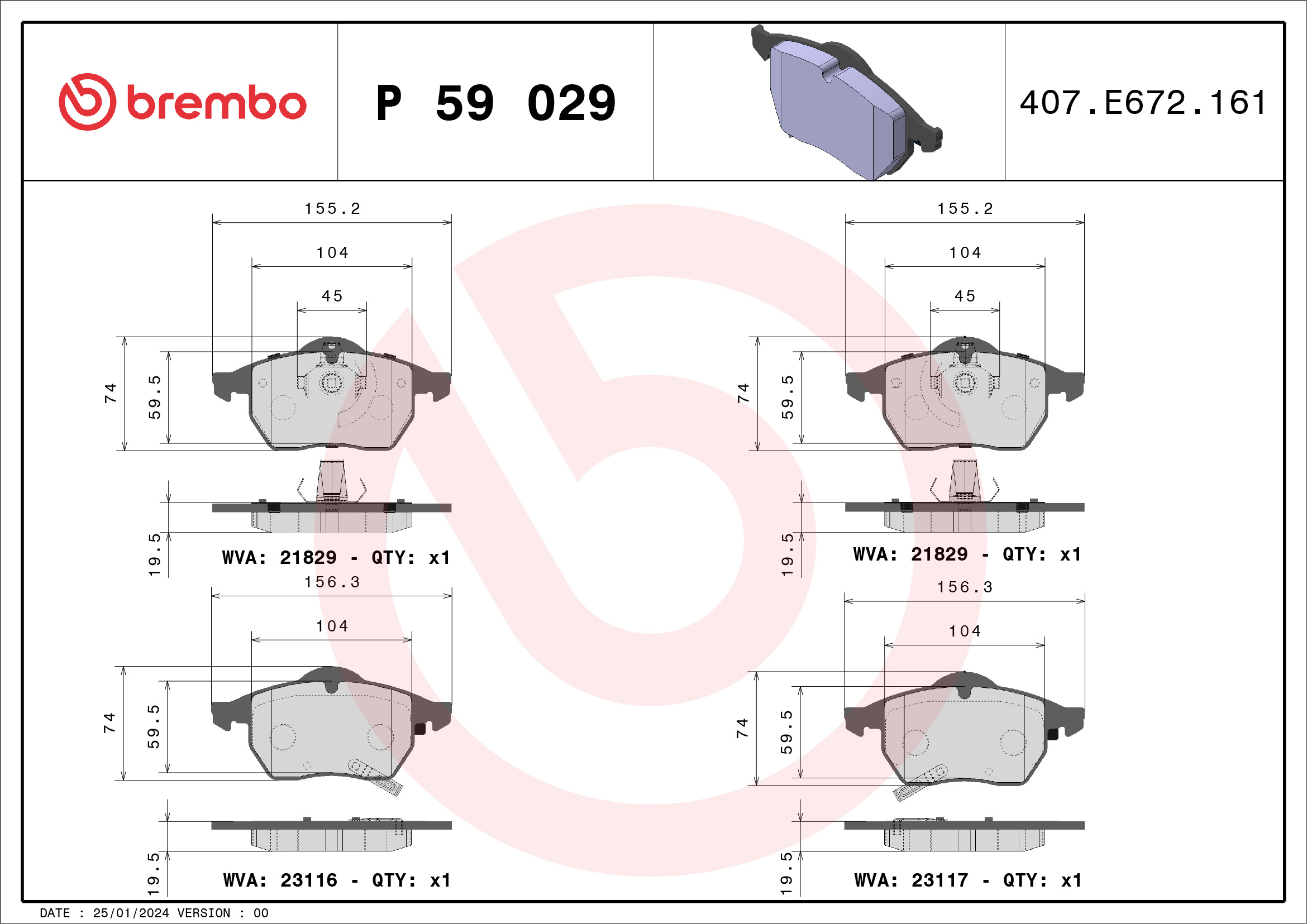 BREMBO Első fékbetét P59029_BREMBO