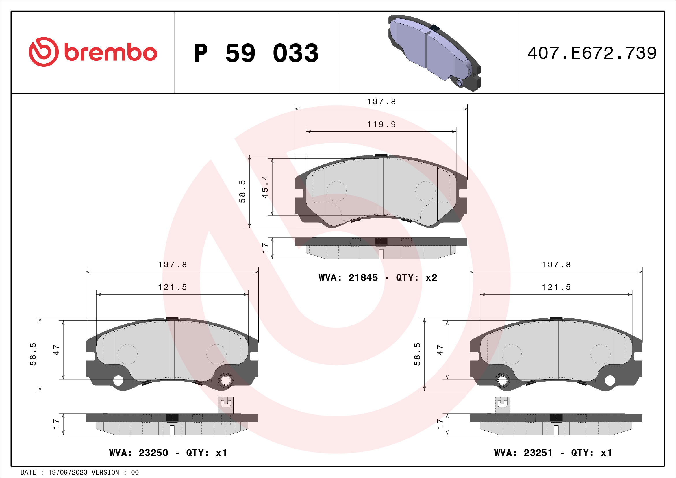 BREMBO Első fékbetét P59033_BREMBO