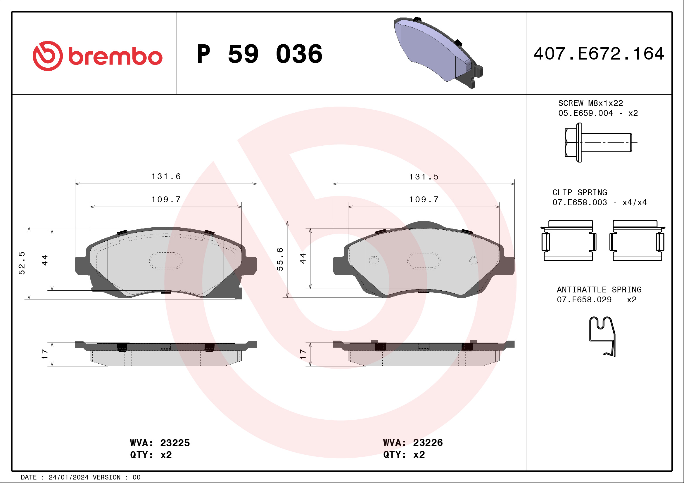 BREMBO Első fékbetét P59036_BREMBO