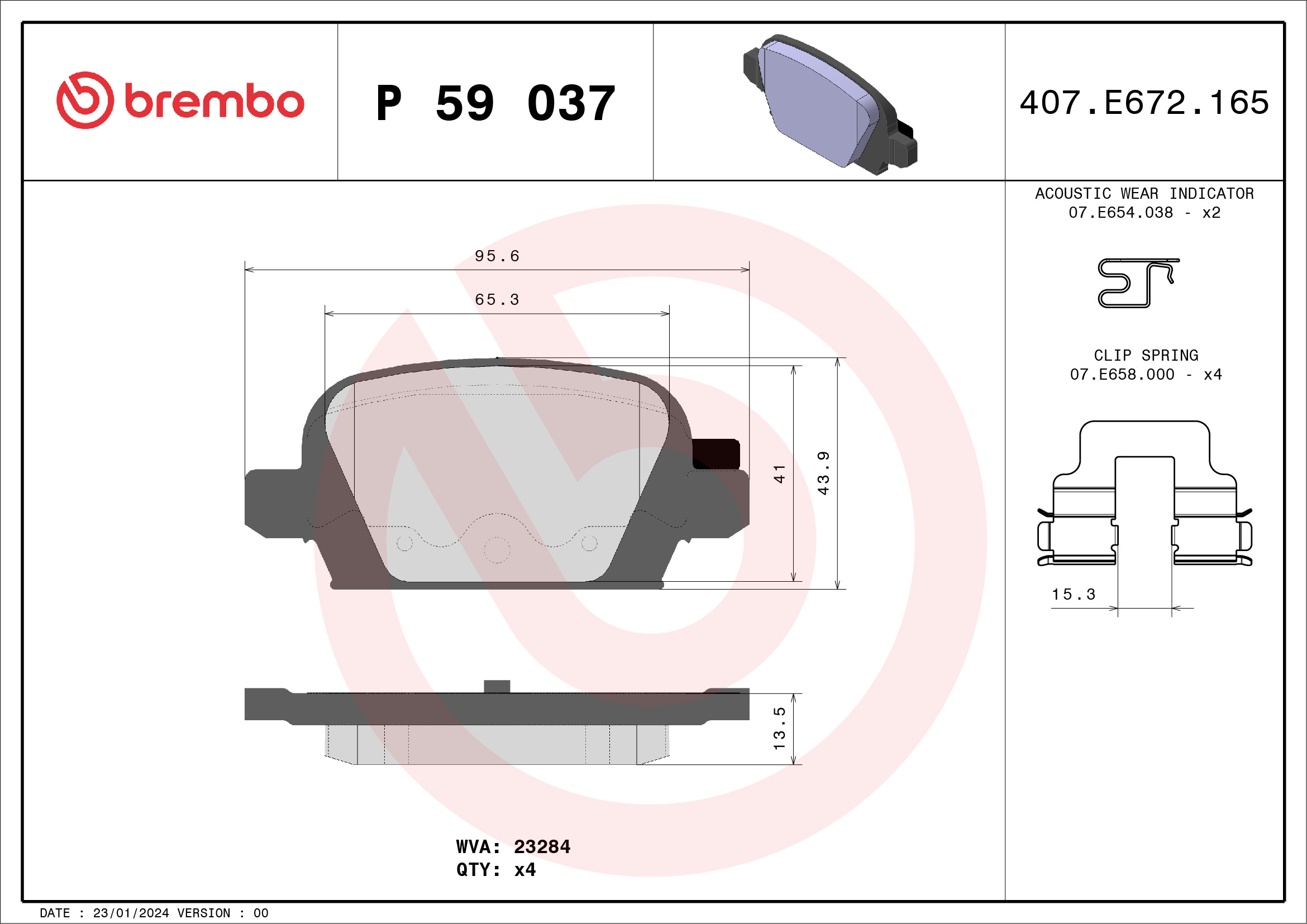 BREMBO Hátsó fékbetét P59037_BREMBO