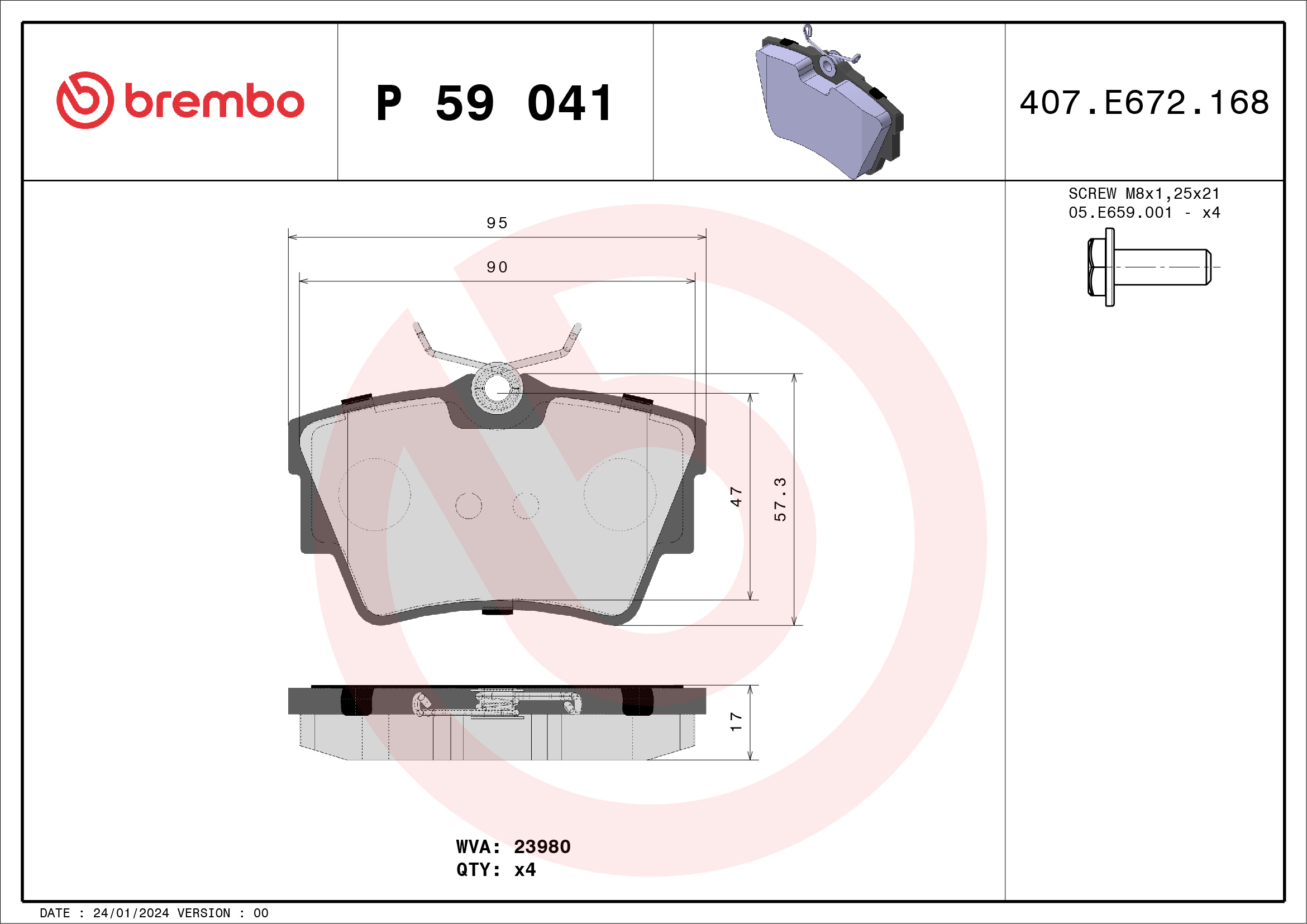 BREMBO Hátsó fékbetét P59041_BREMBO