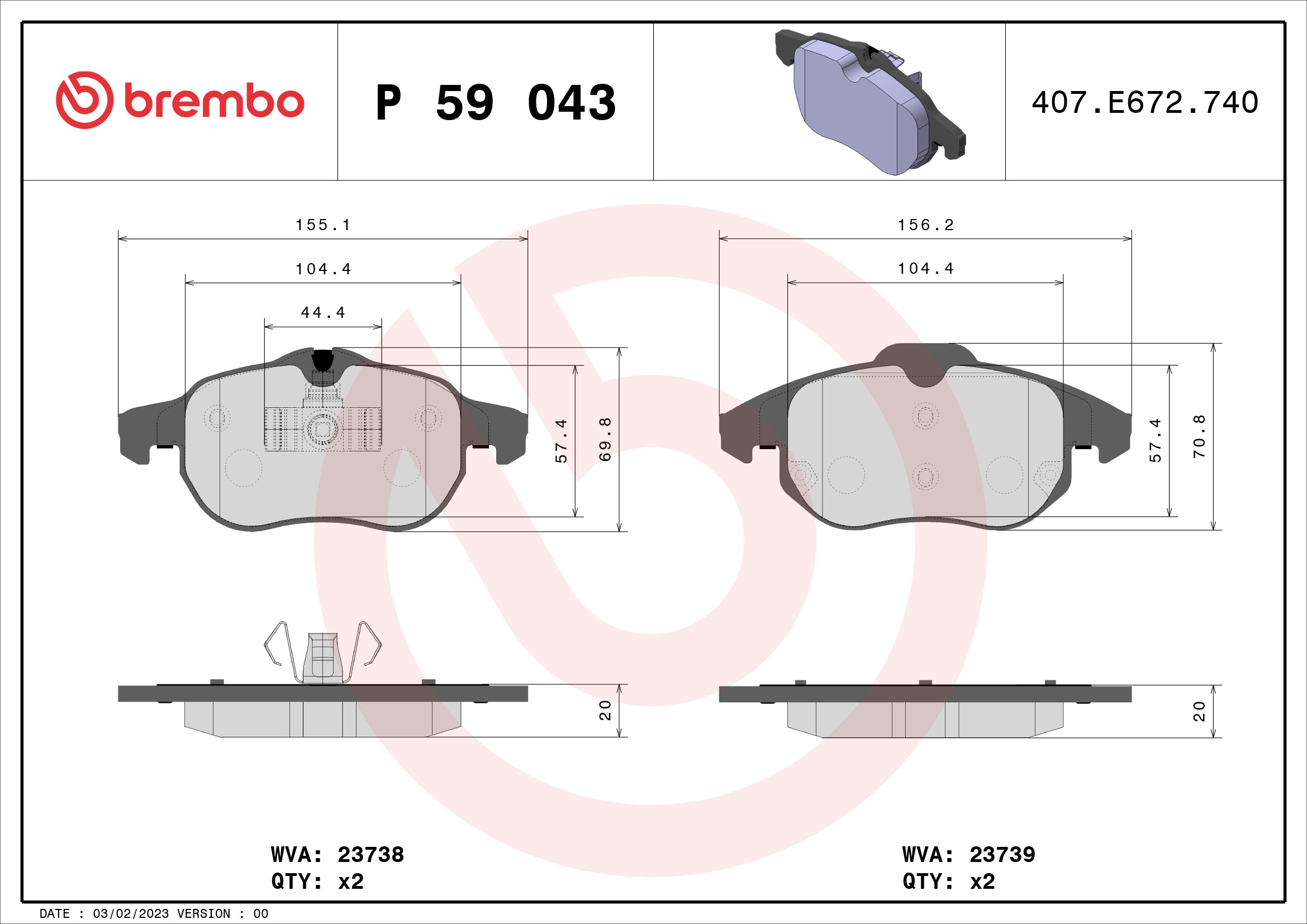 BREMBO P59043_BREMBO Első fékbetét