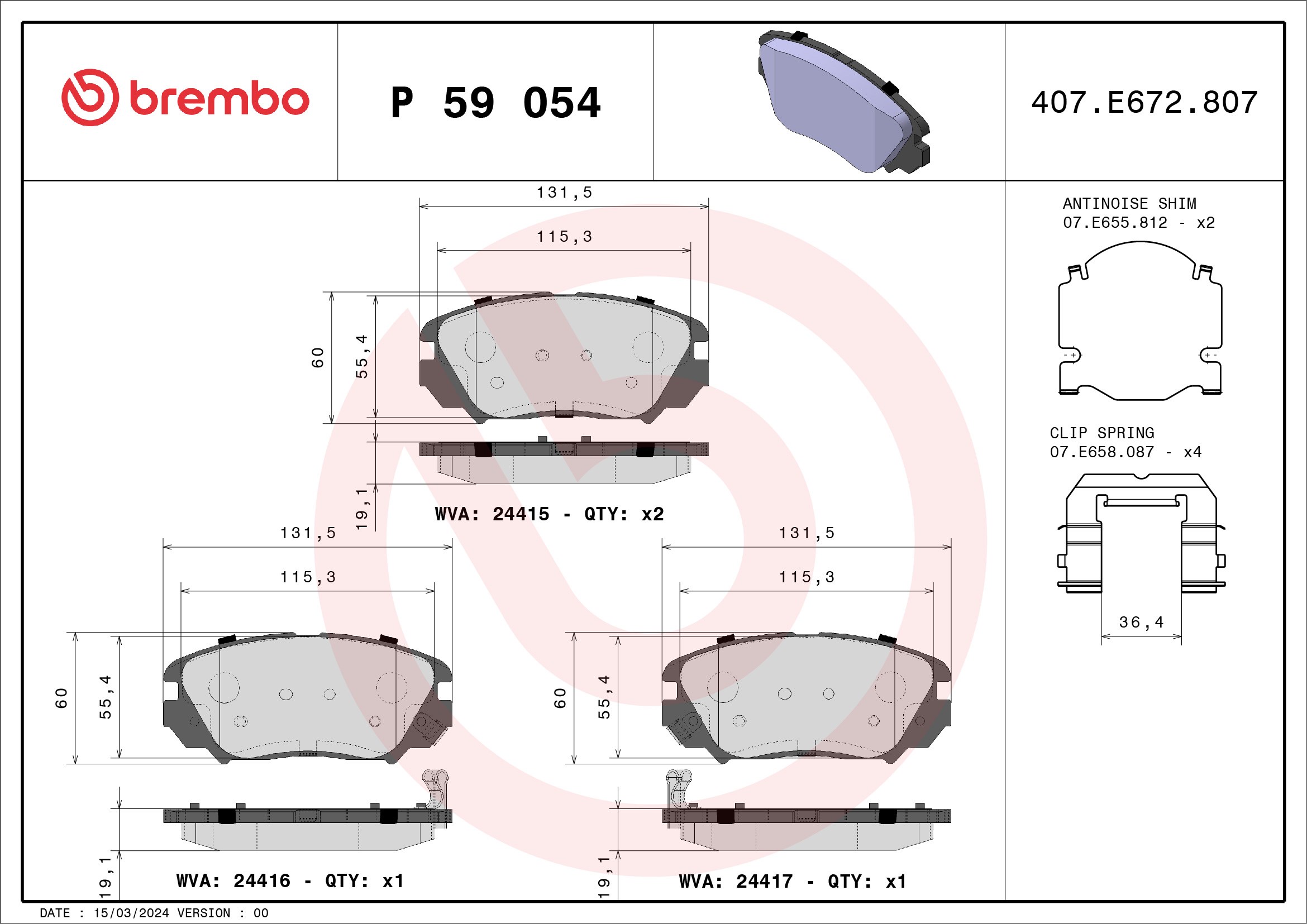 BREMBO P59054X_BREMBO Fékbetét, mind