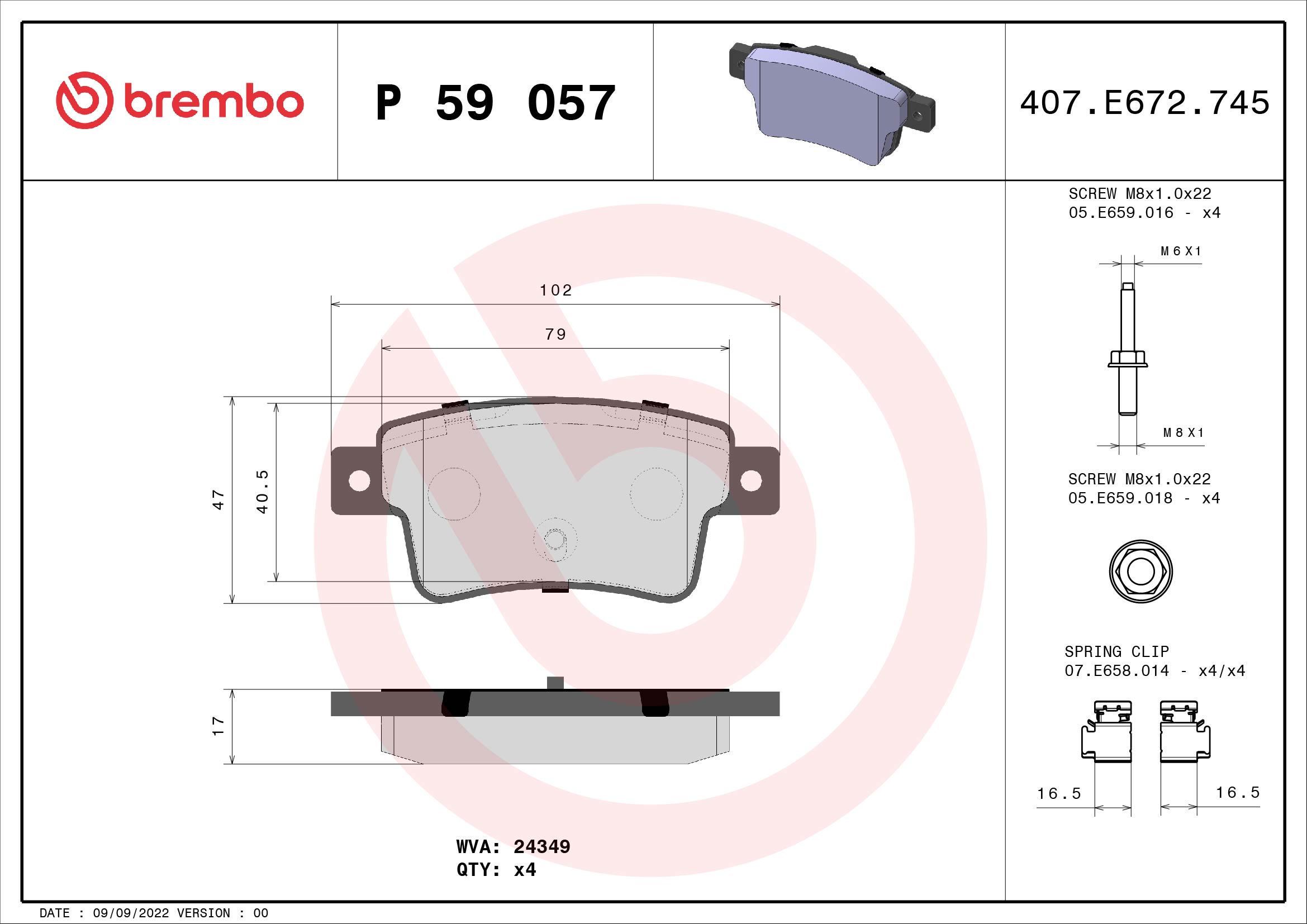 BREMBO Hátsó fékbetét P59057_BREMBO