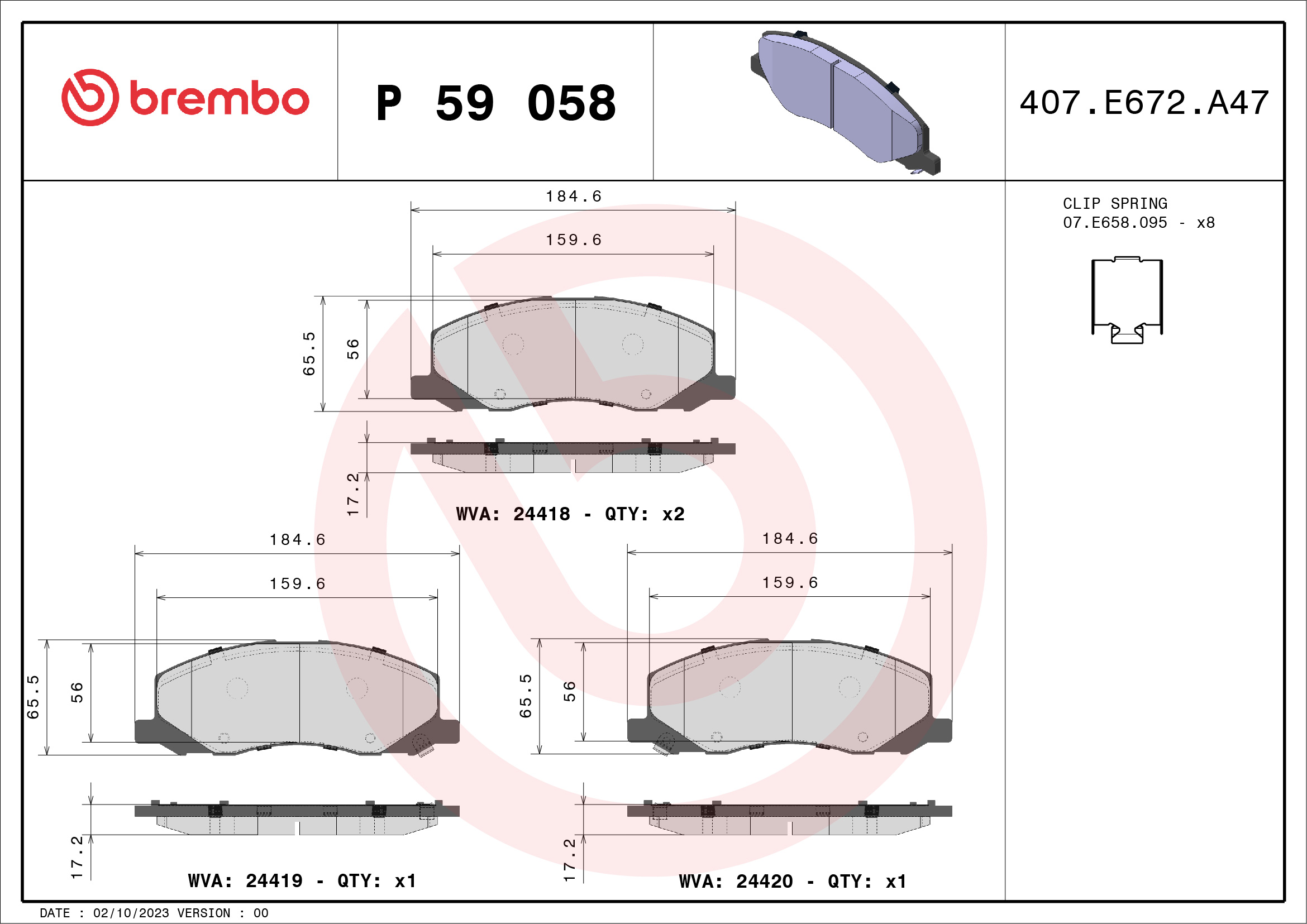 BREMBO Első fékbetét P59058_BREMBO