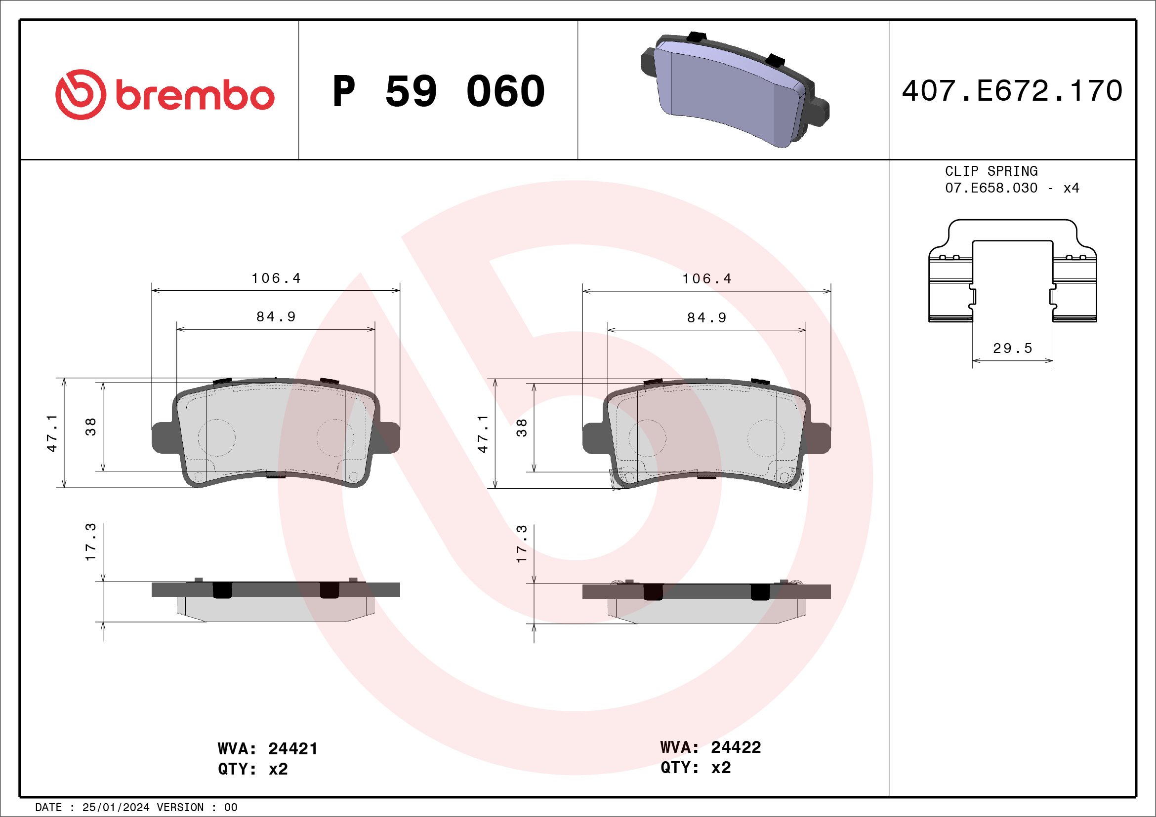 BREMBO Hátsó fékbetét P59060_BREMBO