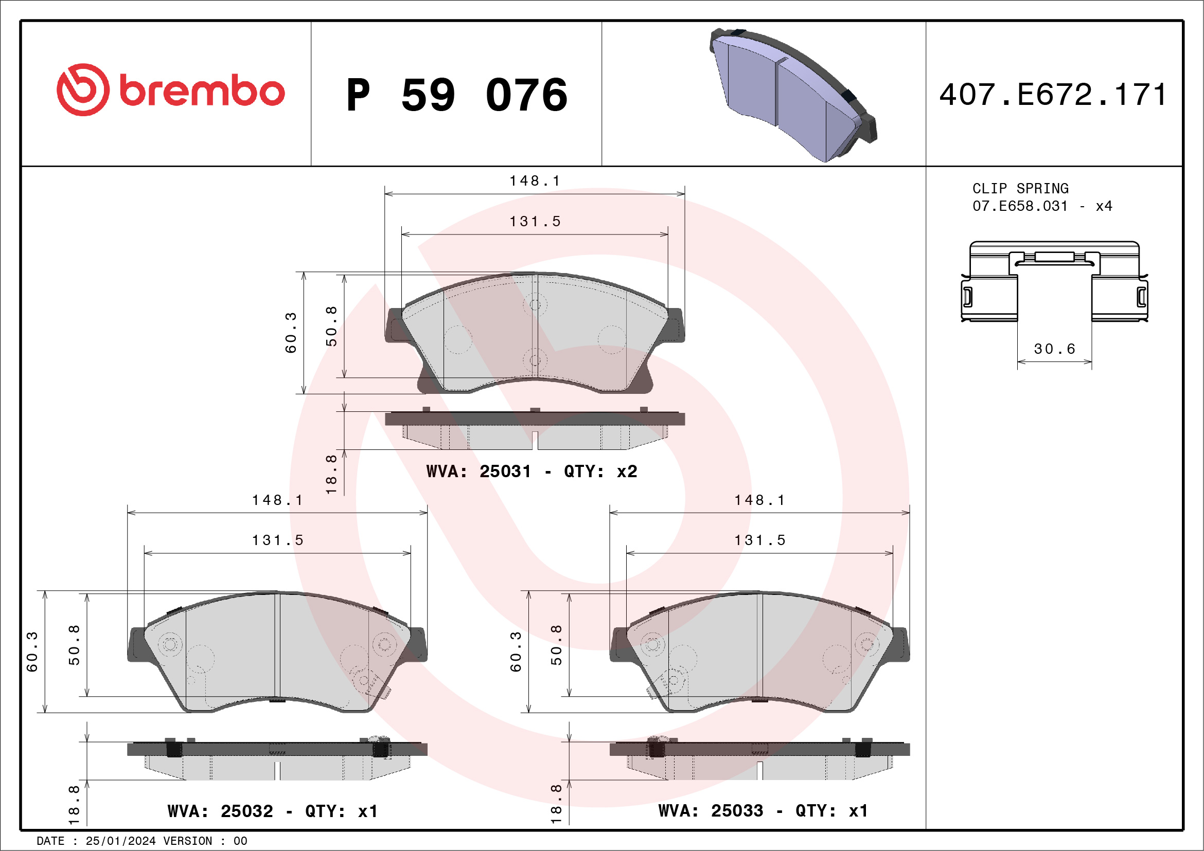 BREMBO Első fékbetét P59076_BREMBO