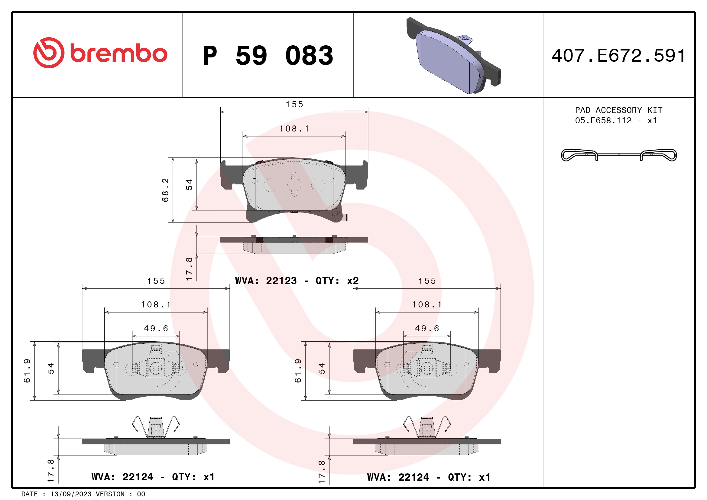 BREMBO Első fékbetét P59083_BREMBO