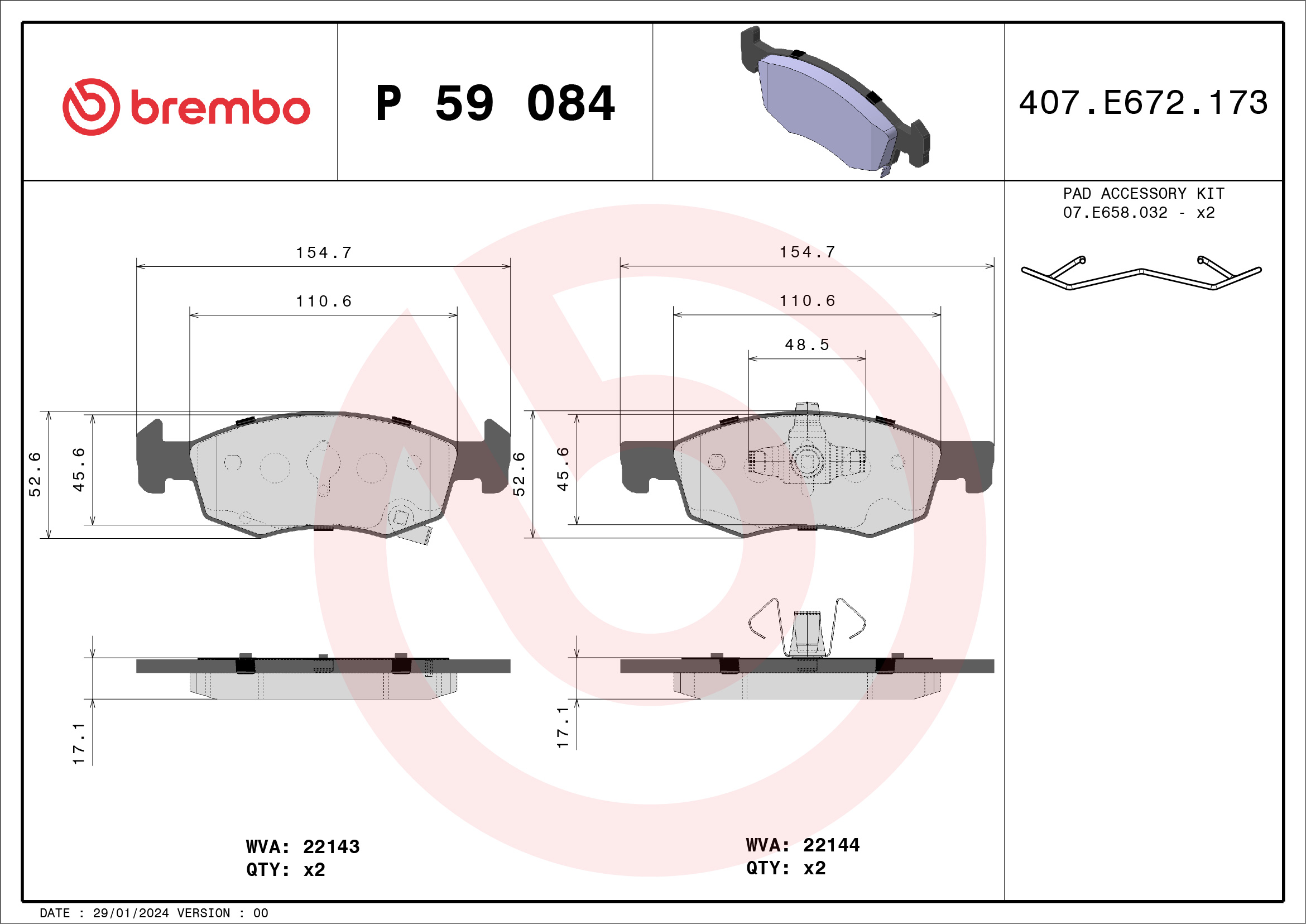 BREMBO Első fékbetét P59084_BREMBO