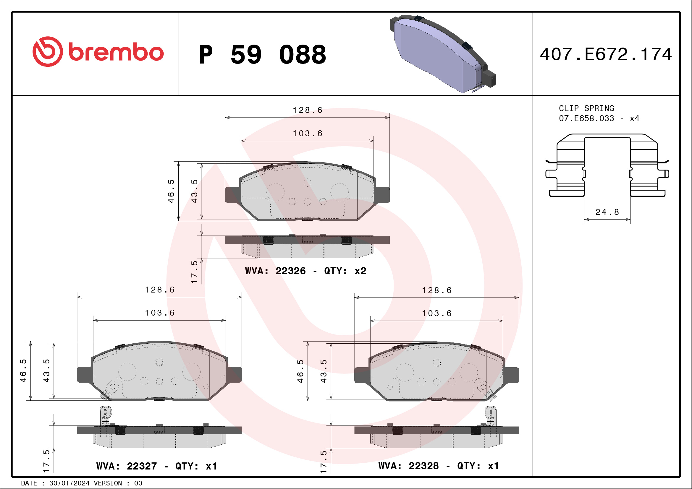 BREMBO Első fékbetét P59088_BREMBO