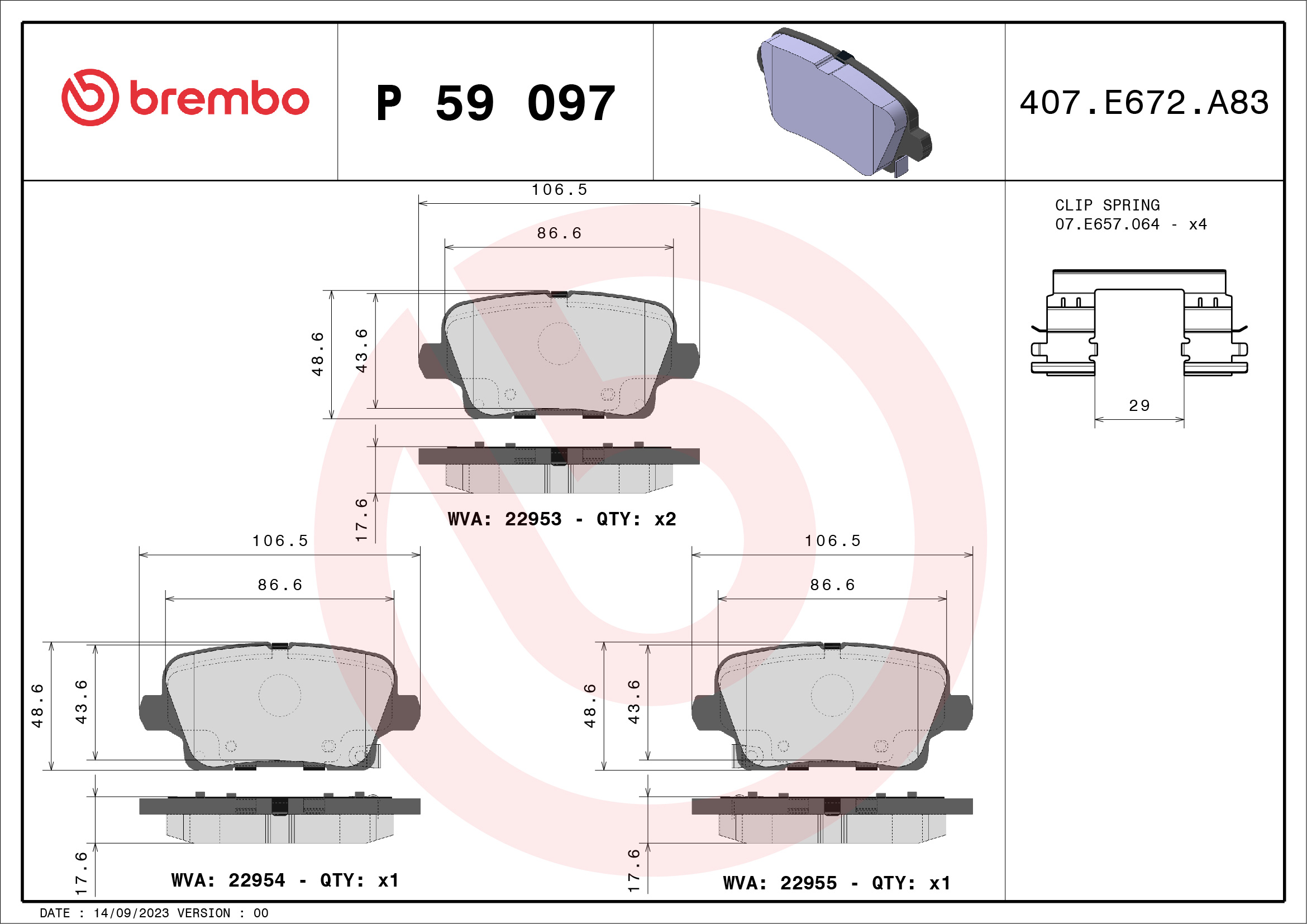 BREMBO Hátsó fékbetét P59097_BREMBO