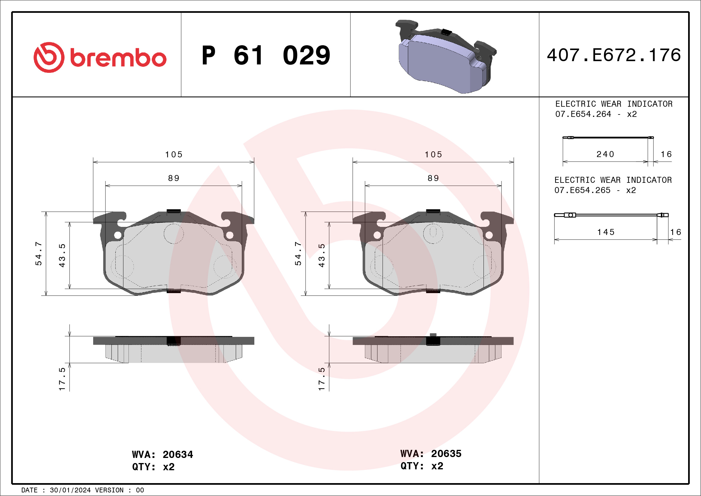 BREMBO Fékbetét, mind P61029_BREMBO