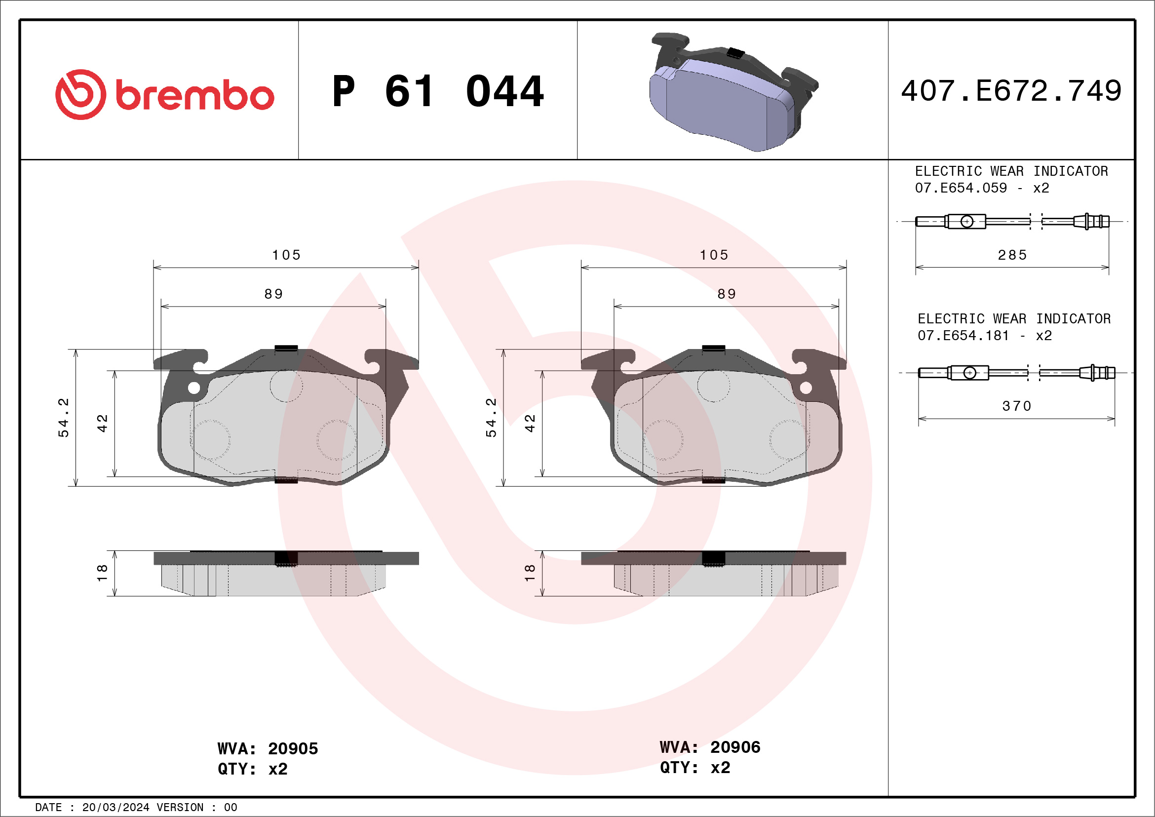 BREMBO Első fékbetét P61044_BREMBO