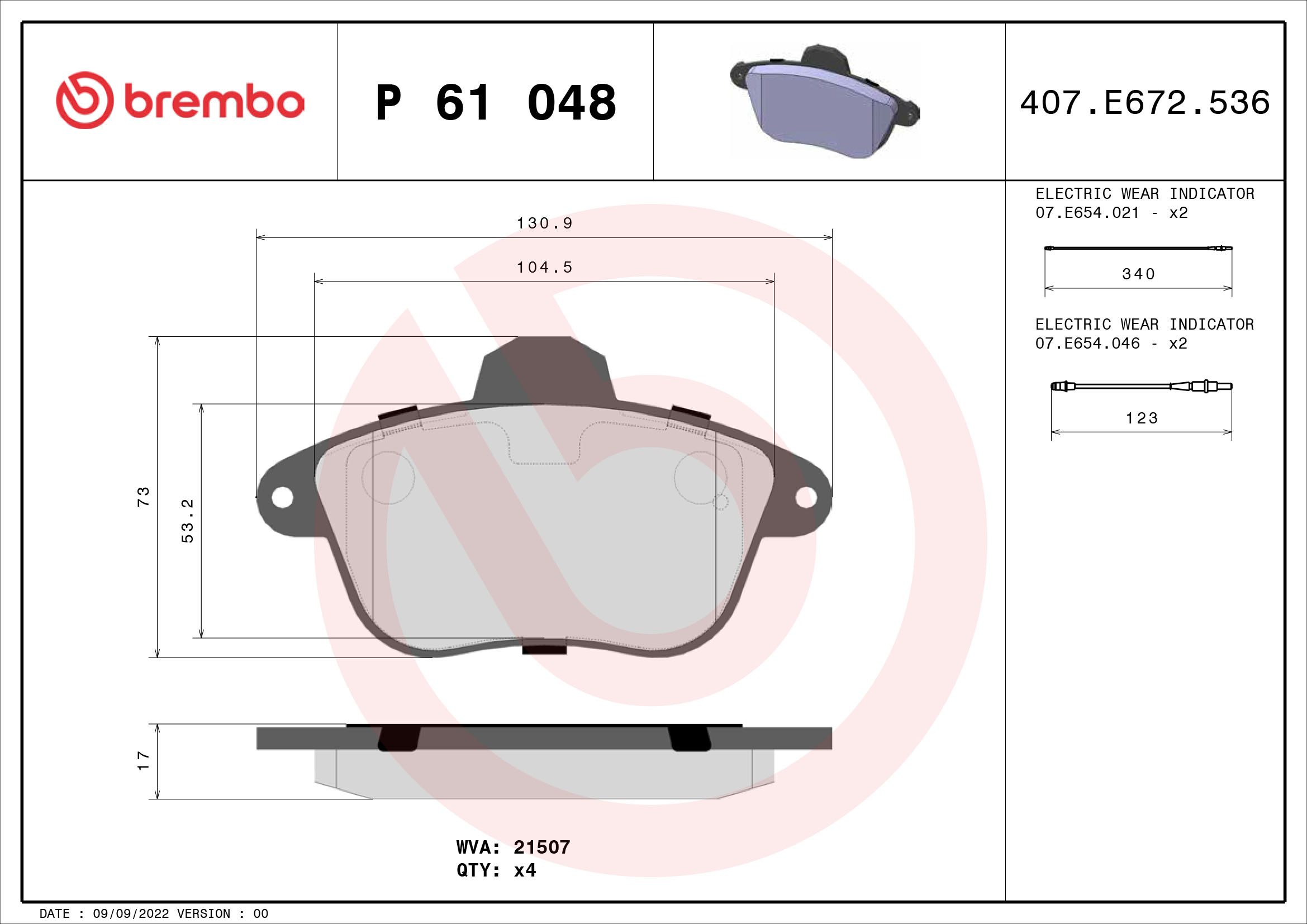 BREMBO Első fékbetét P61048_BREMBO