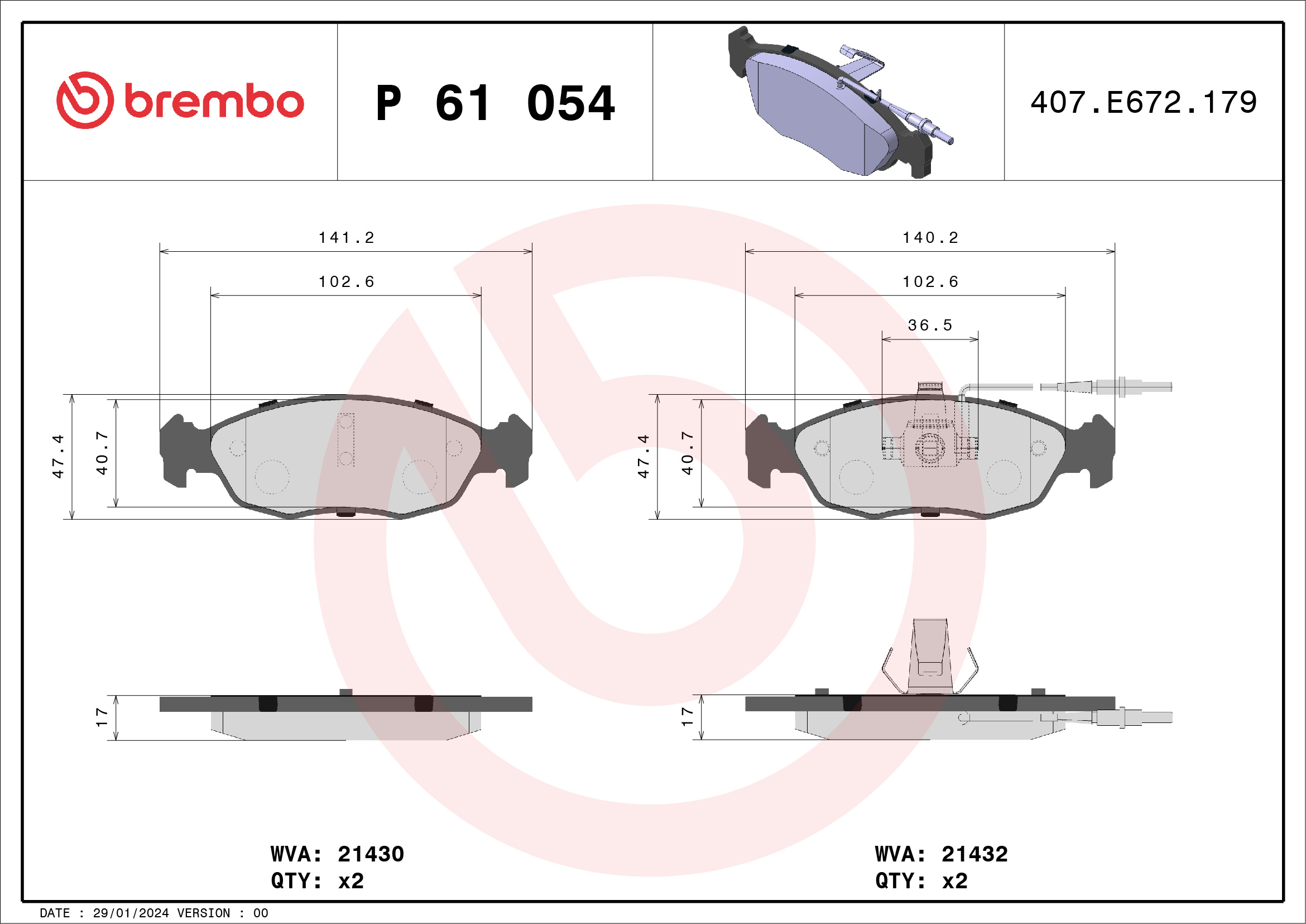 BREMBO Első fékbetét P61054_BREMBO