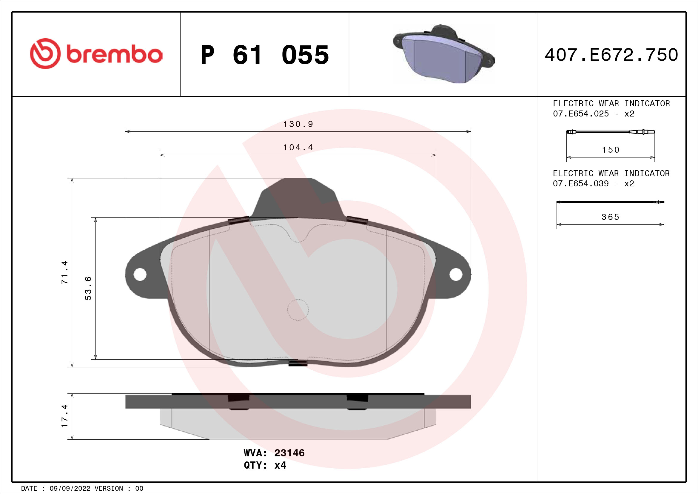 BREMBO Első fékbetét P61055_BREMBO