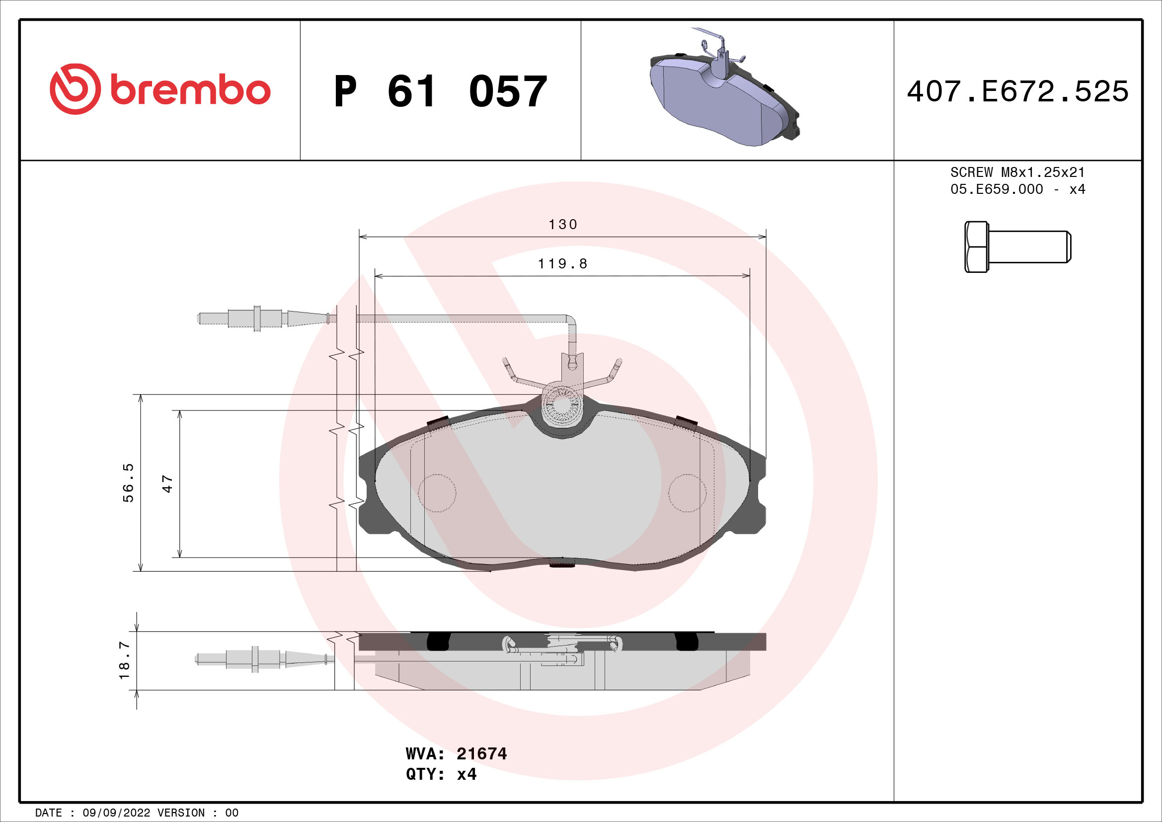 BREMBO Első fékbetét P61057_BREMBO