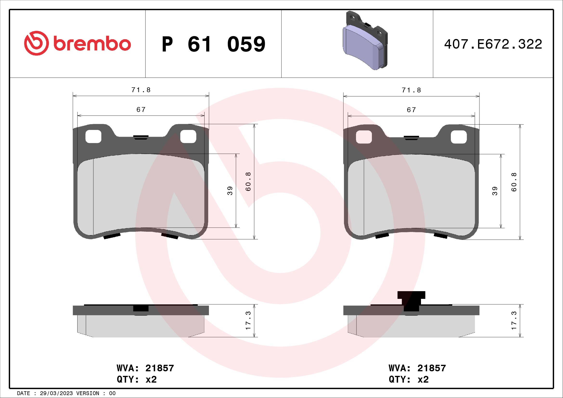 BREMBO Első fékbetét P61059_BREMBO