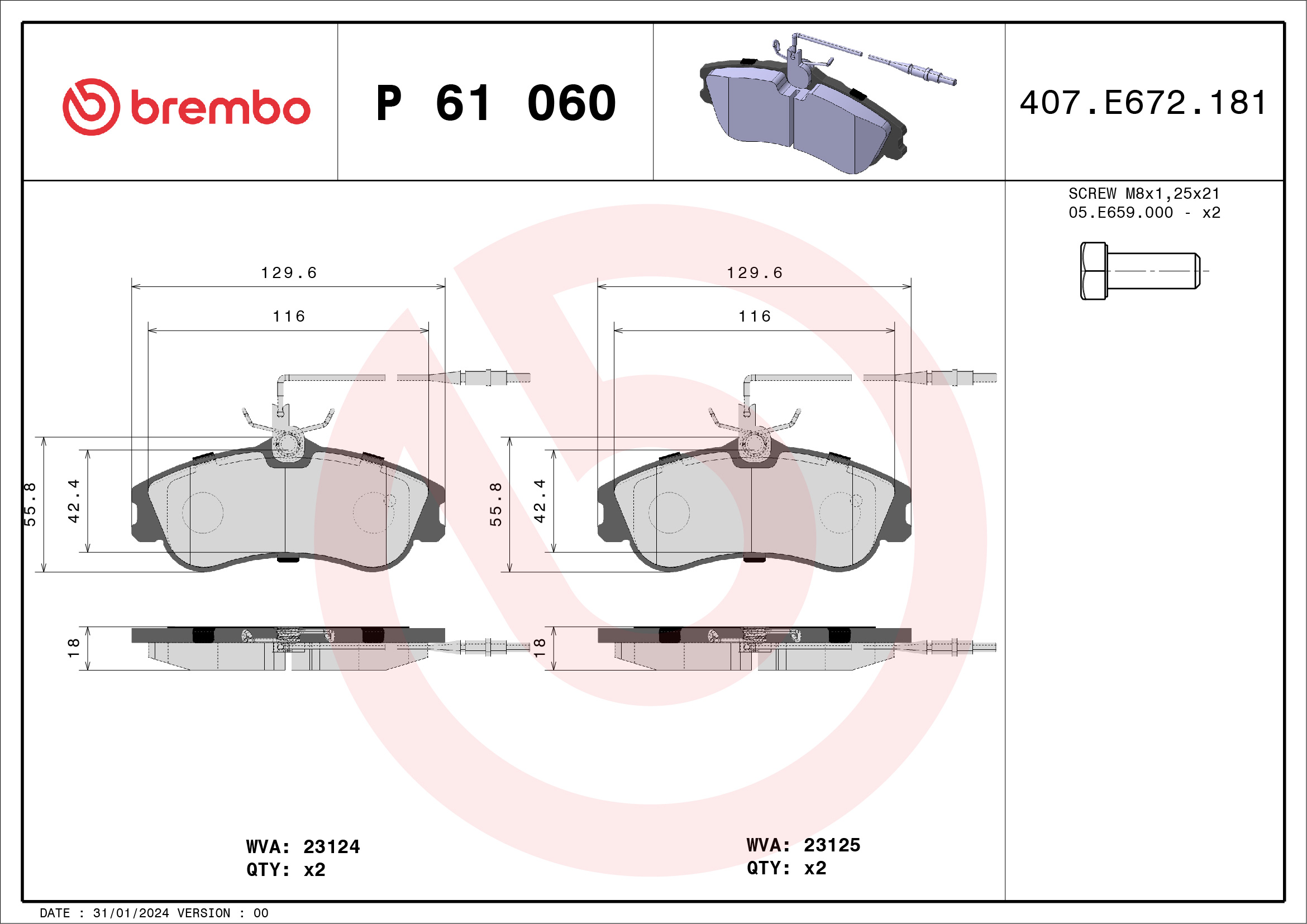 BREMBO Első fékbetét P61060_BREMBO