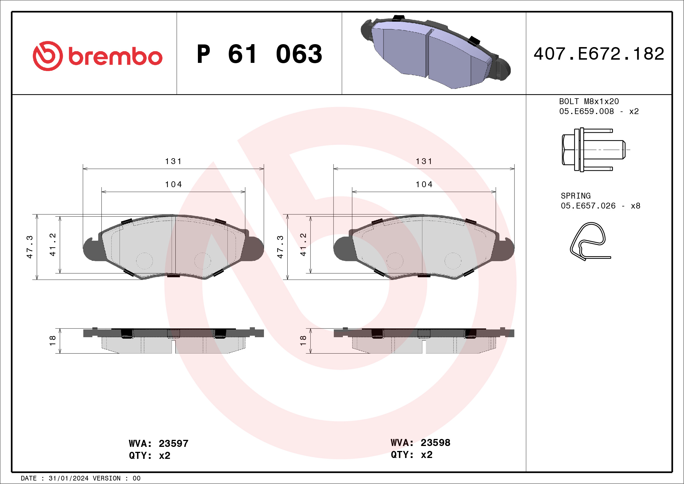 BREMBO Első fékbetét P61063_BREMBO