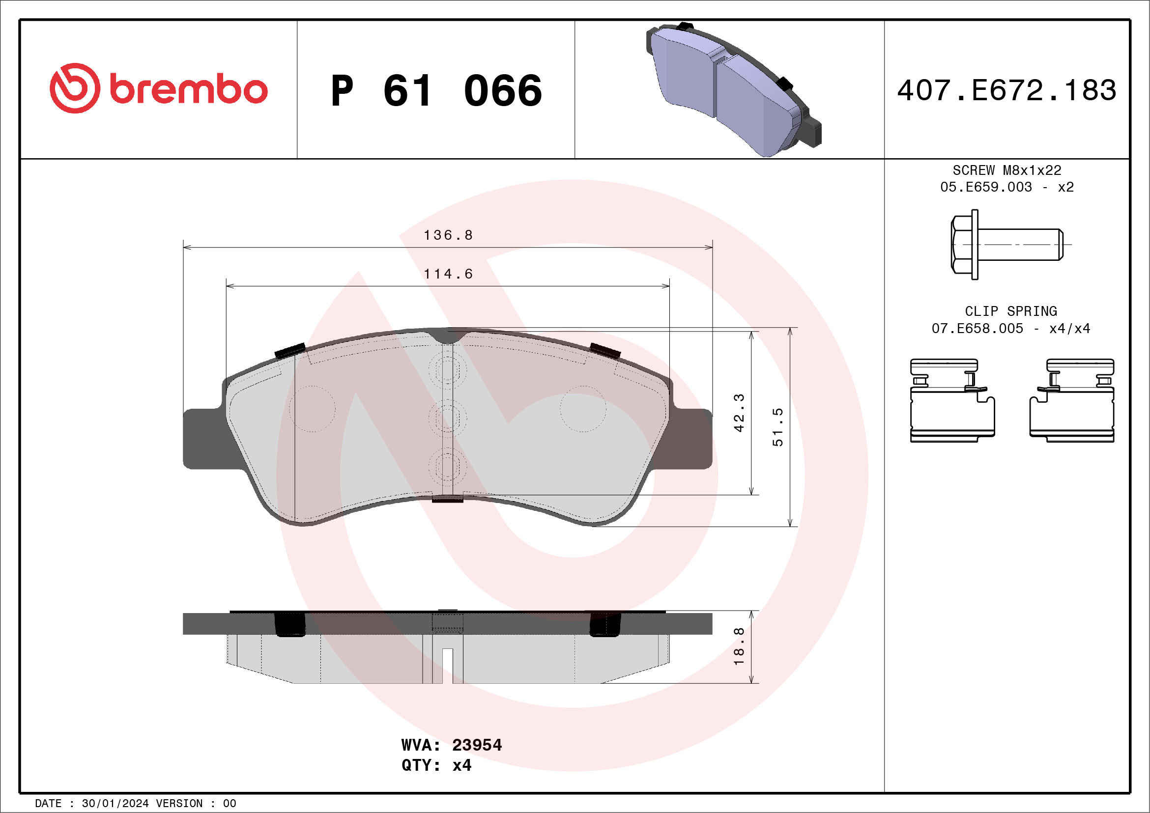 BREMBO Első fékbetét P61066_BREMBO