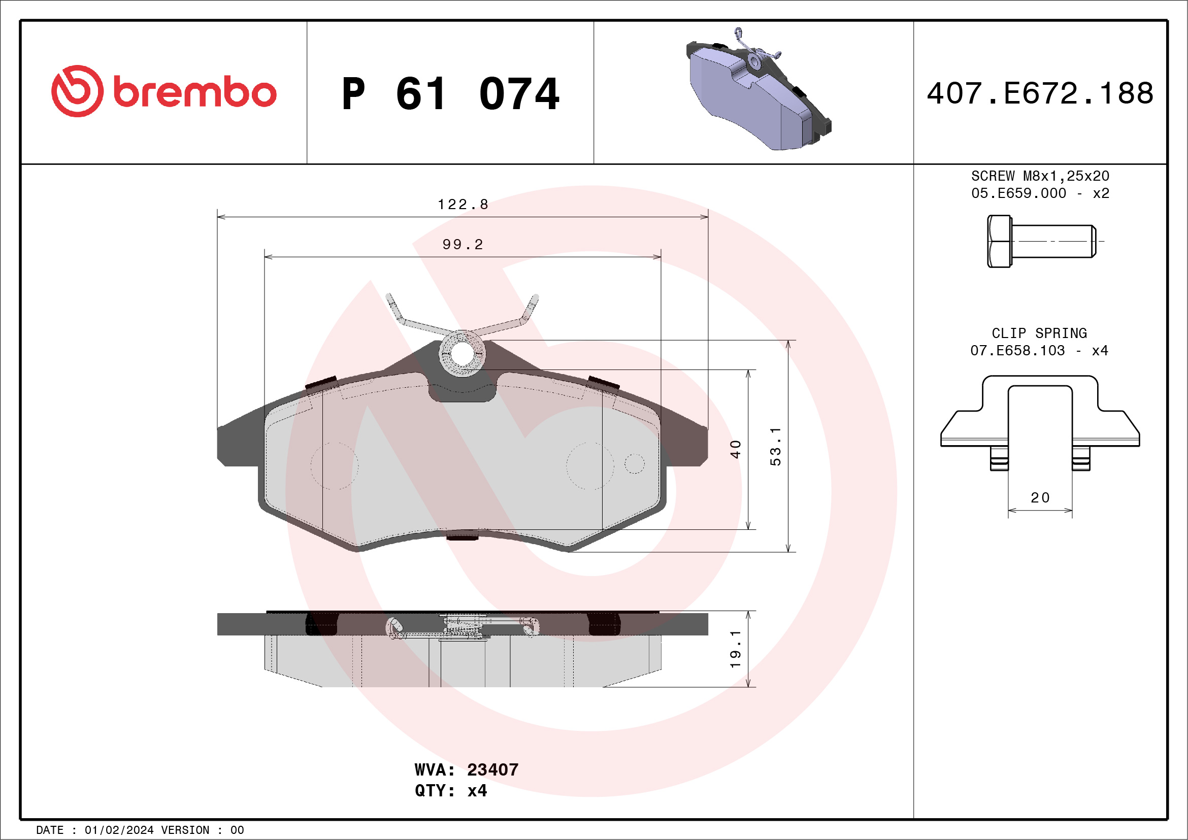 BREMBO Első fékbetét P61074_BREMBO