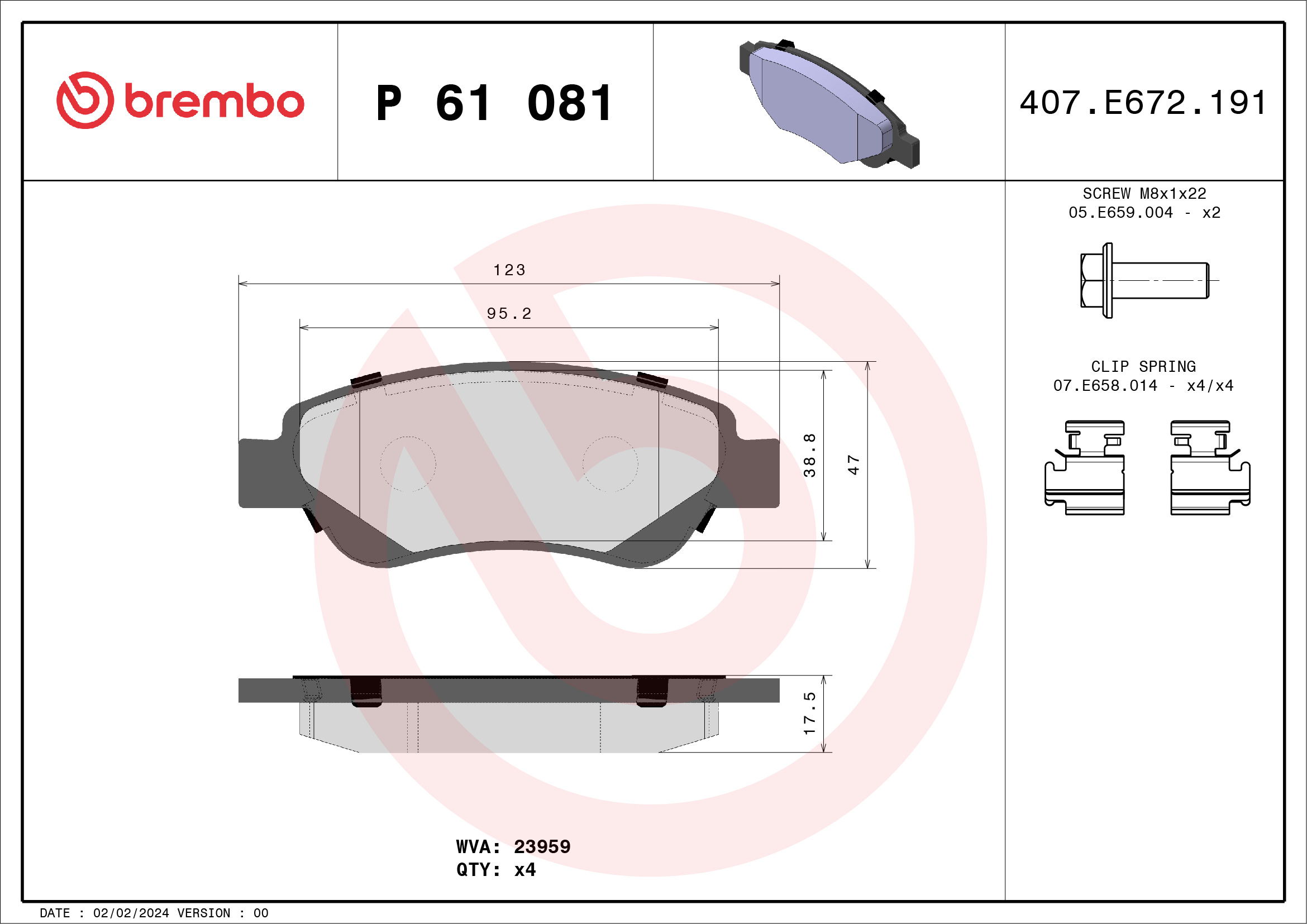 BREMBO Első fékbetét P61081_BREMBO